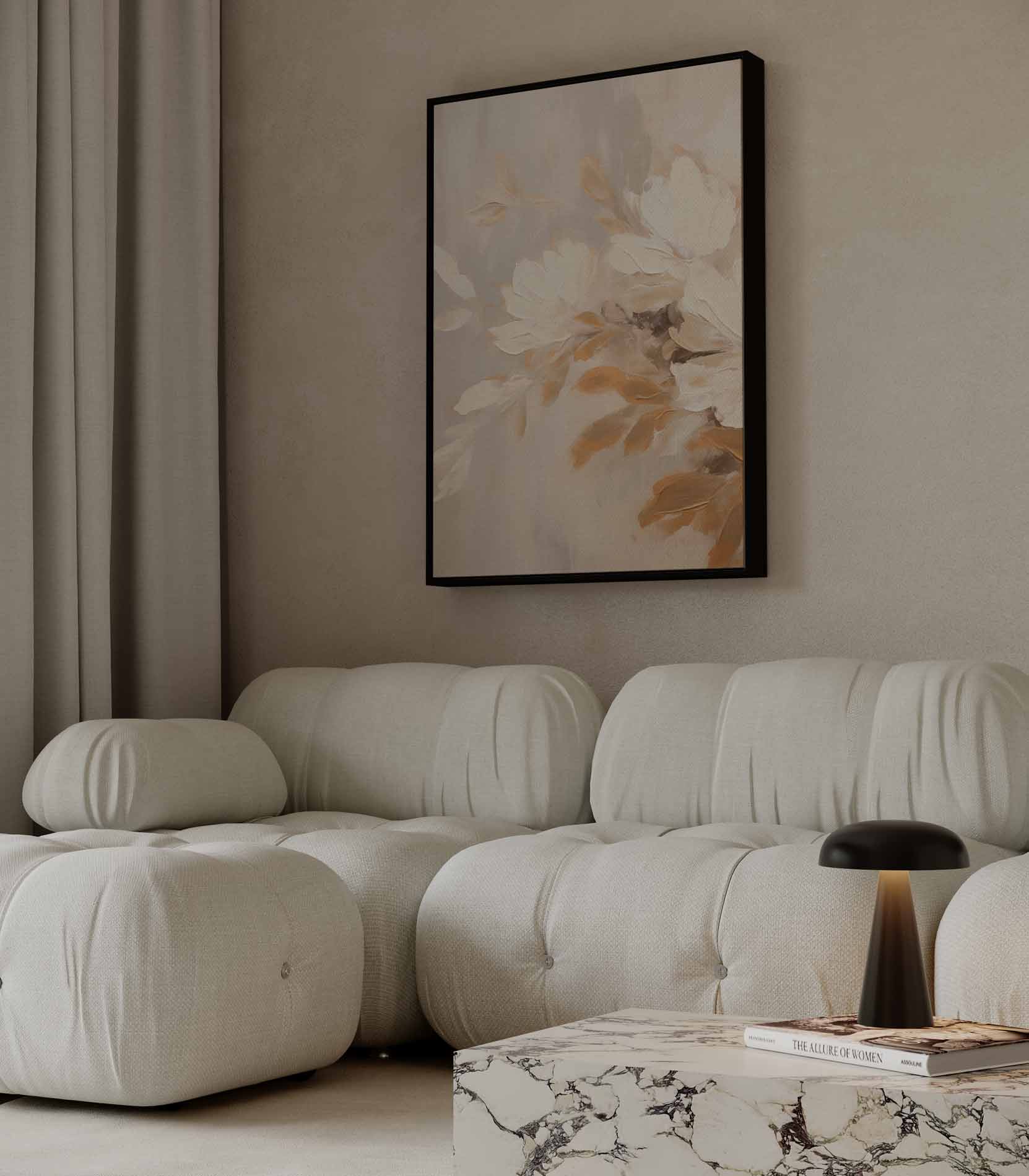 Zachte bloemen in beige