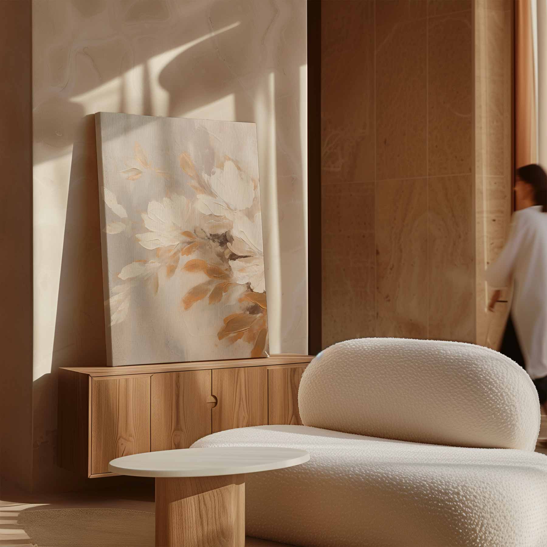 Zachte bloemen in beige