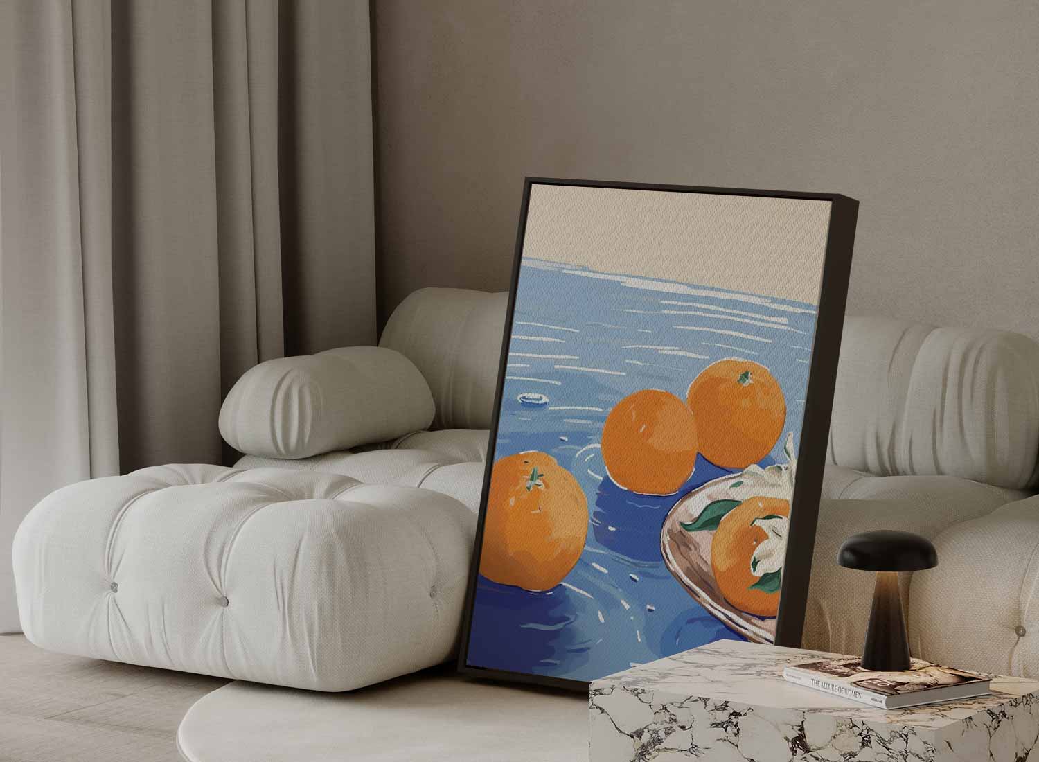 Mandarins on blue