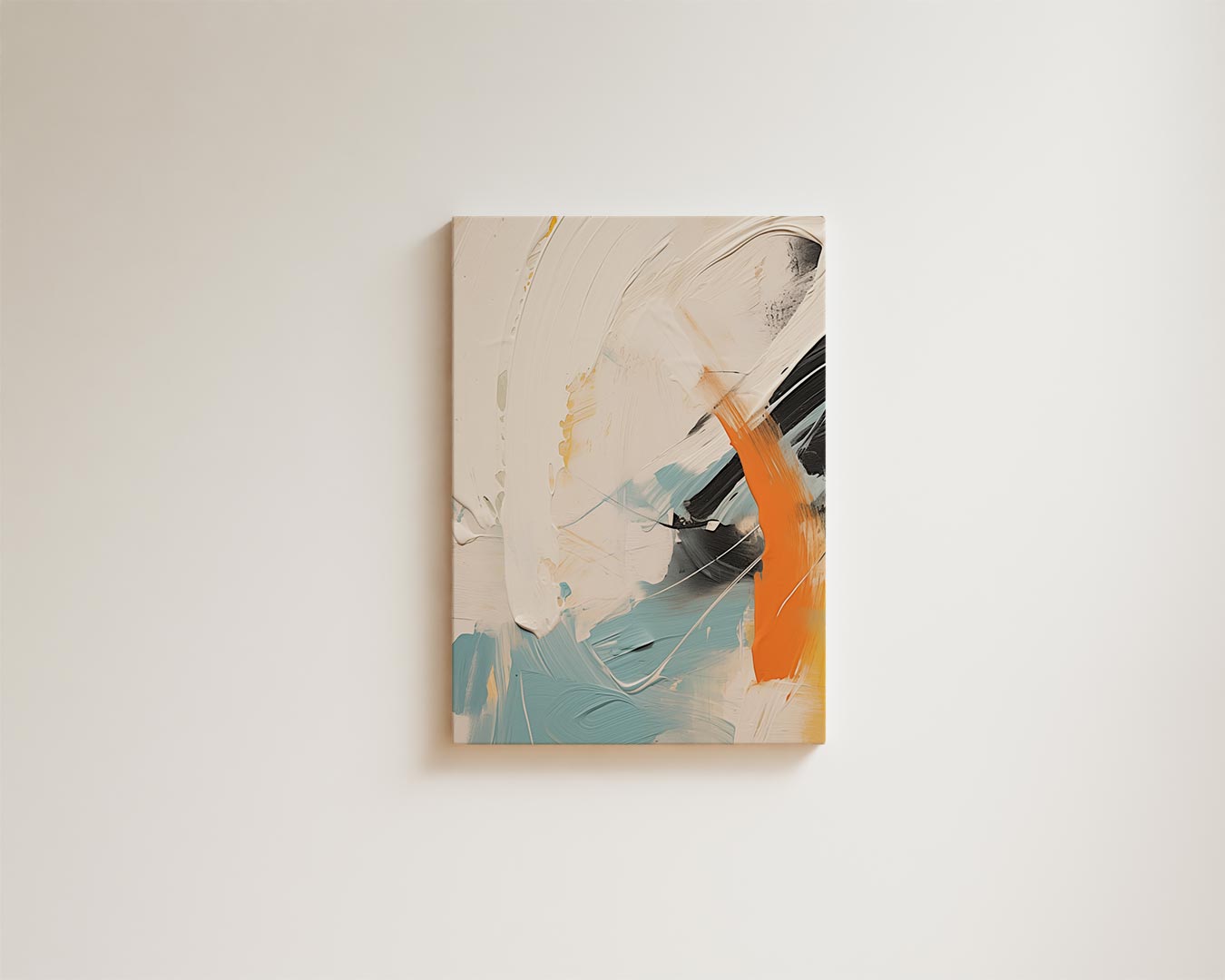 Abstract color movement with orange accent