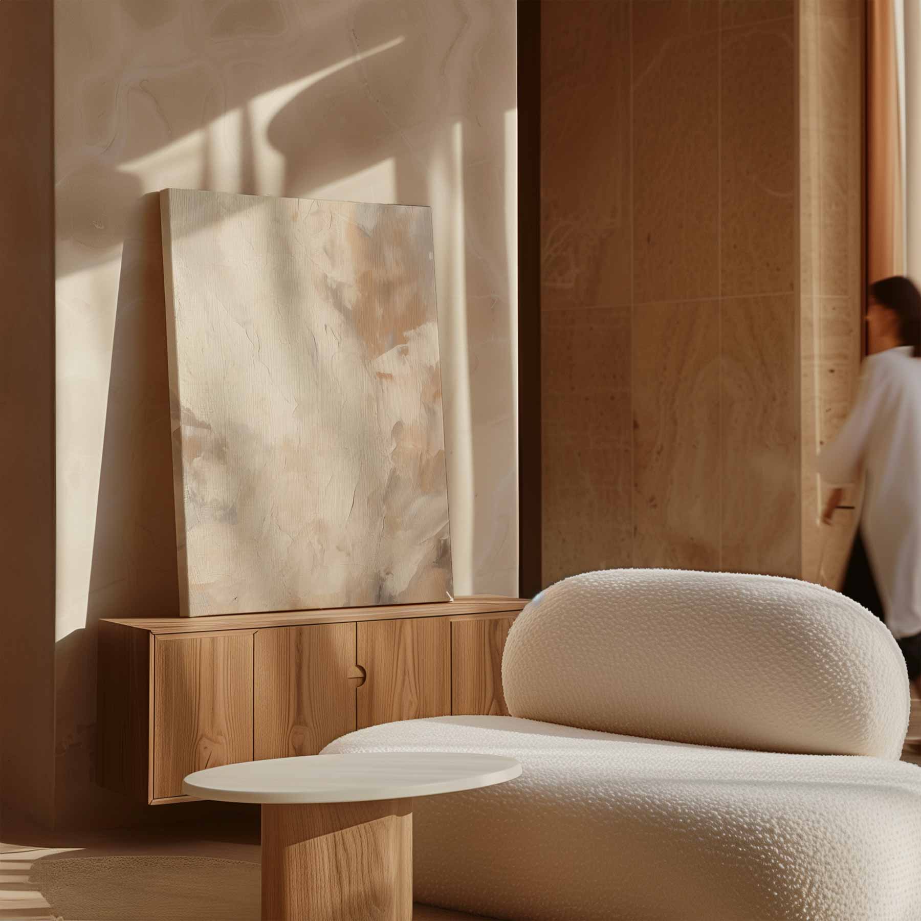 Warme abstractie in beige en crème