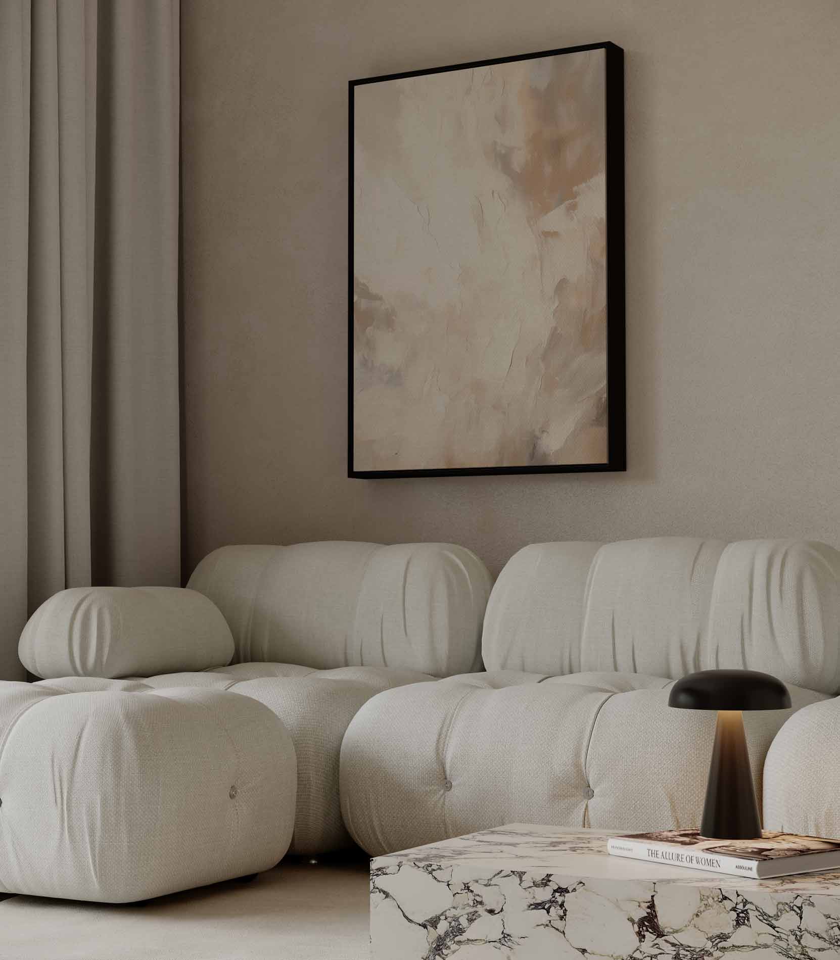 Warme abstractie in beige en crème