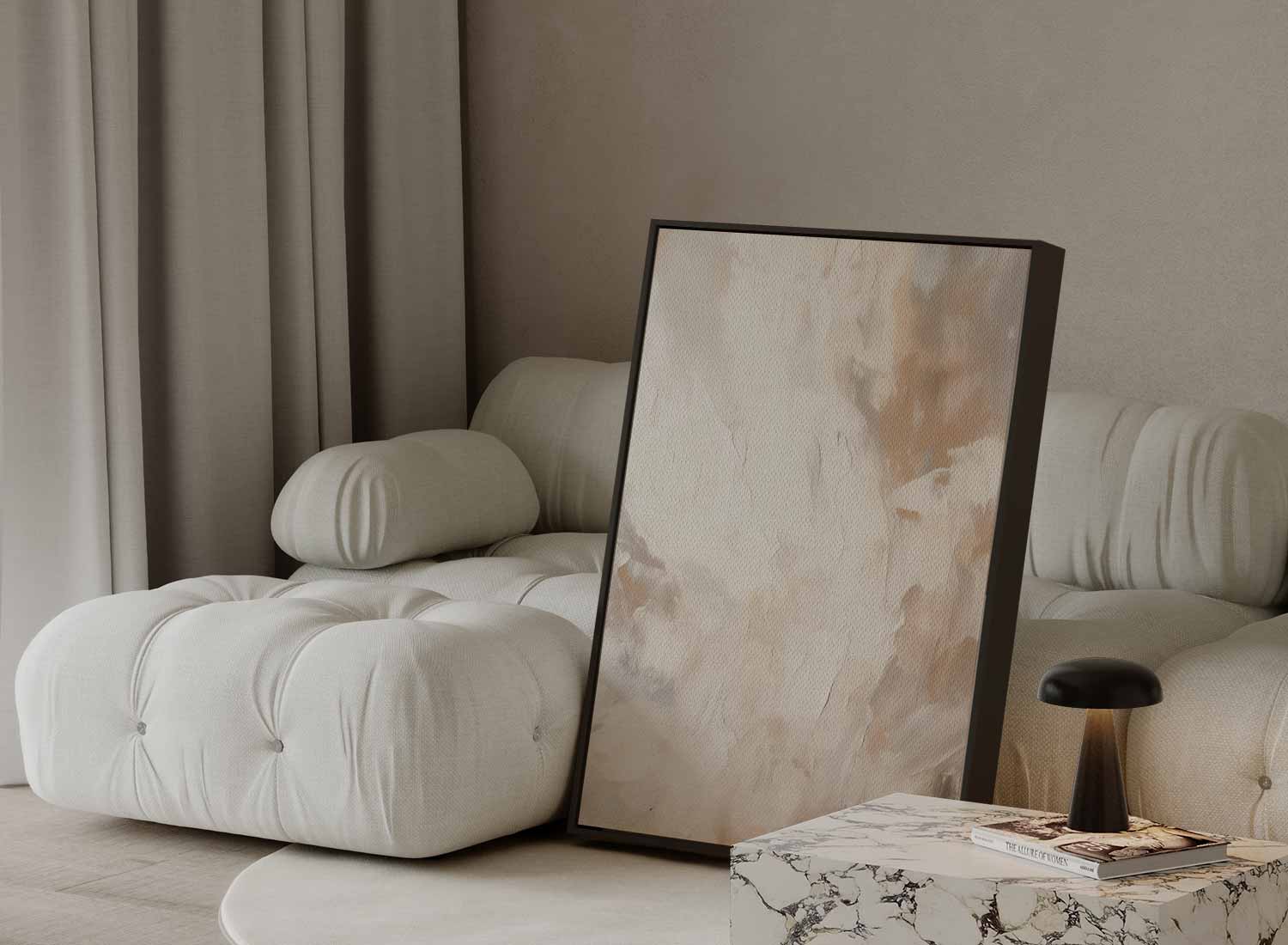 Warme abstractie in beige en crème