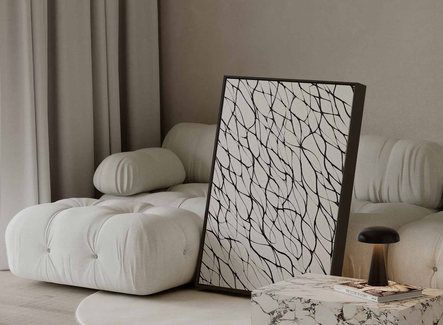 Organische Linien in Schwarz und Weiß