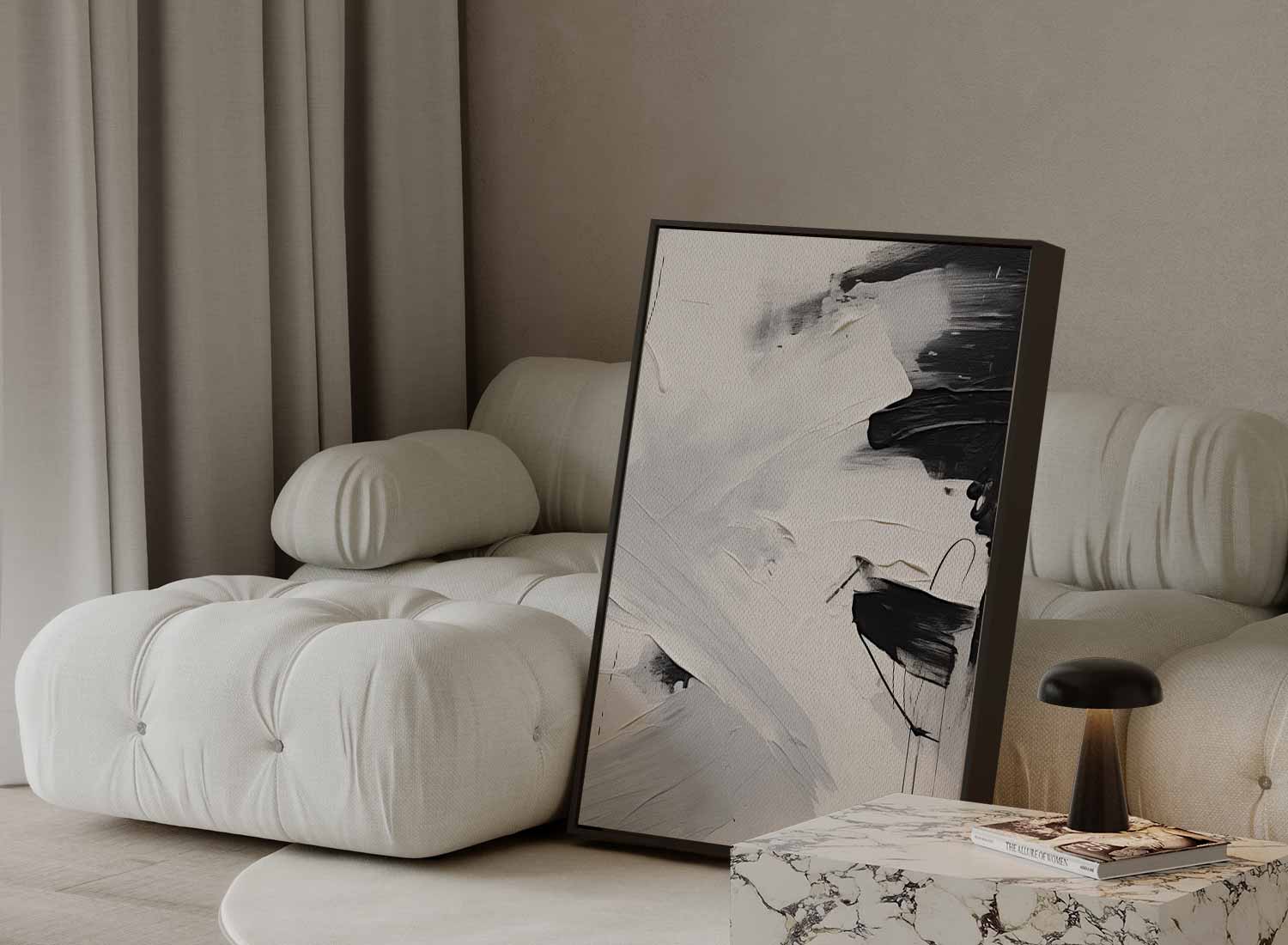 Crossing brushstrokes in black and white