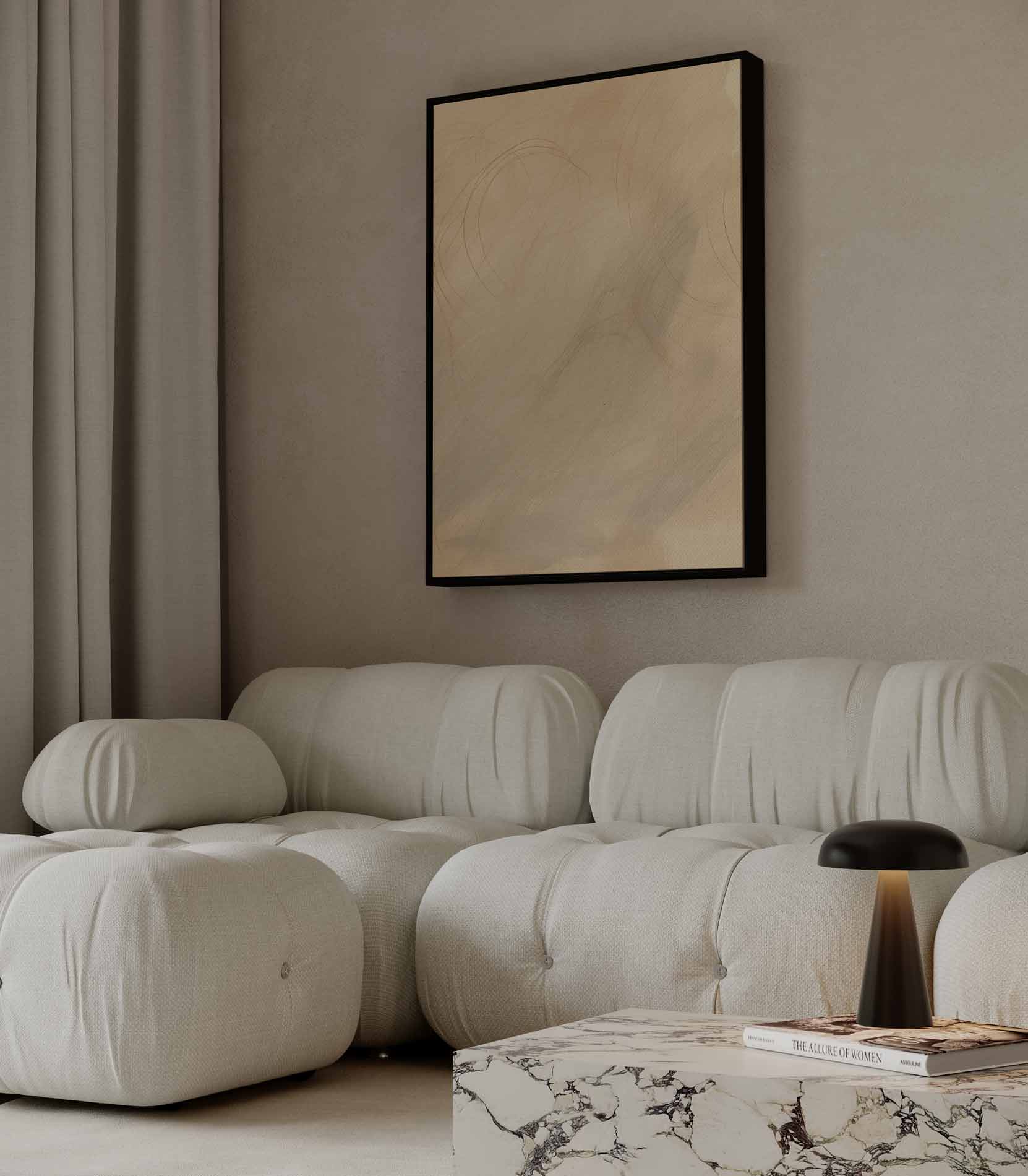 Beige background with curved lines