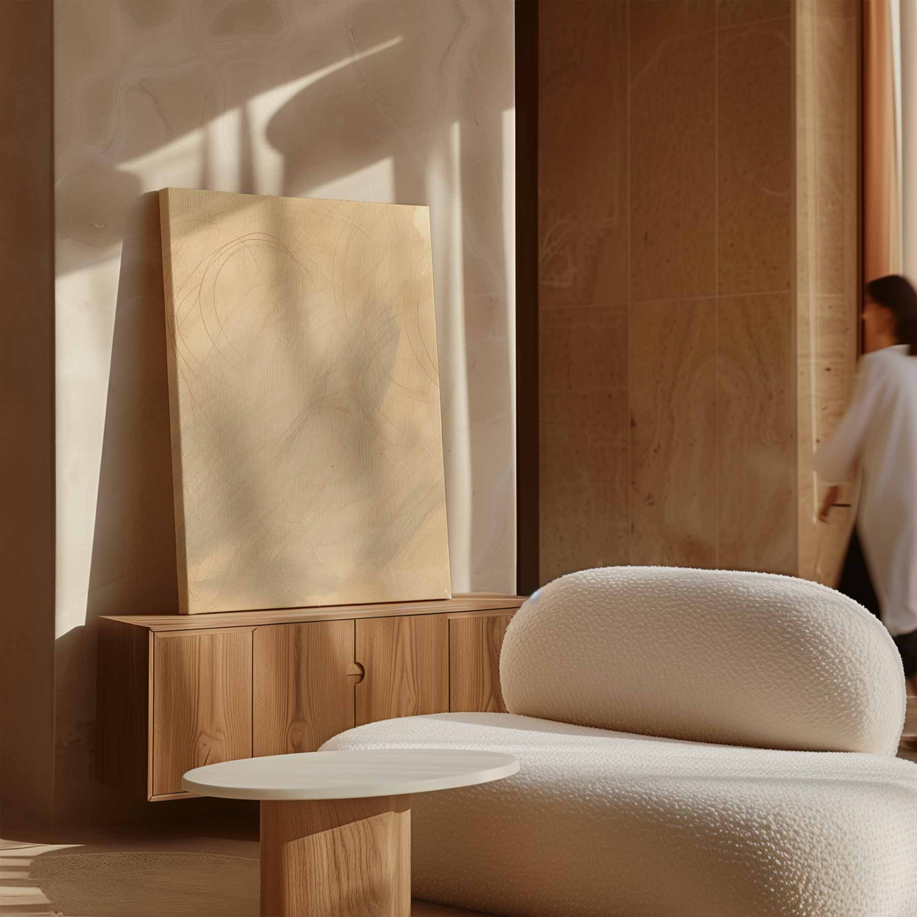 Beige background with curved lines