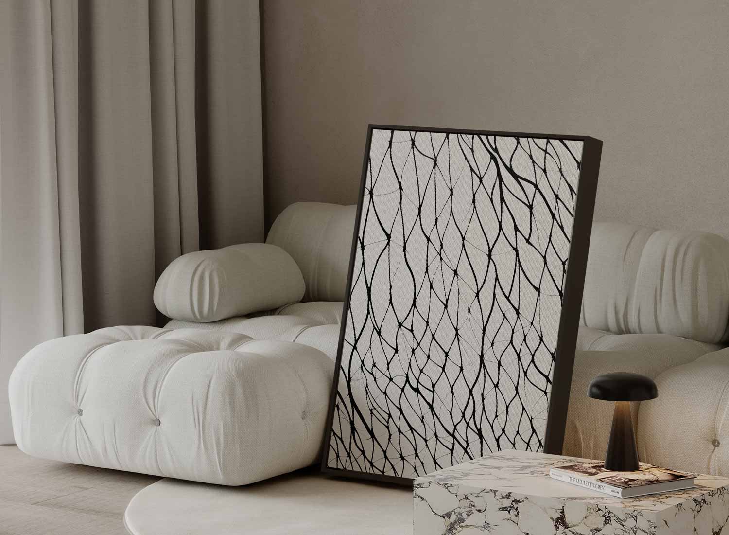 Line pattern in black on light surface