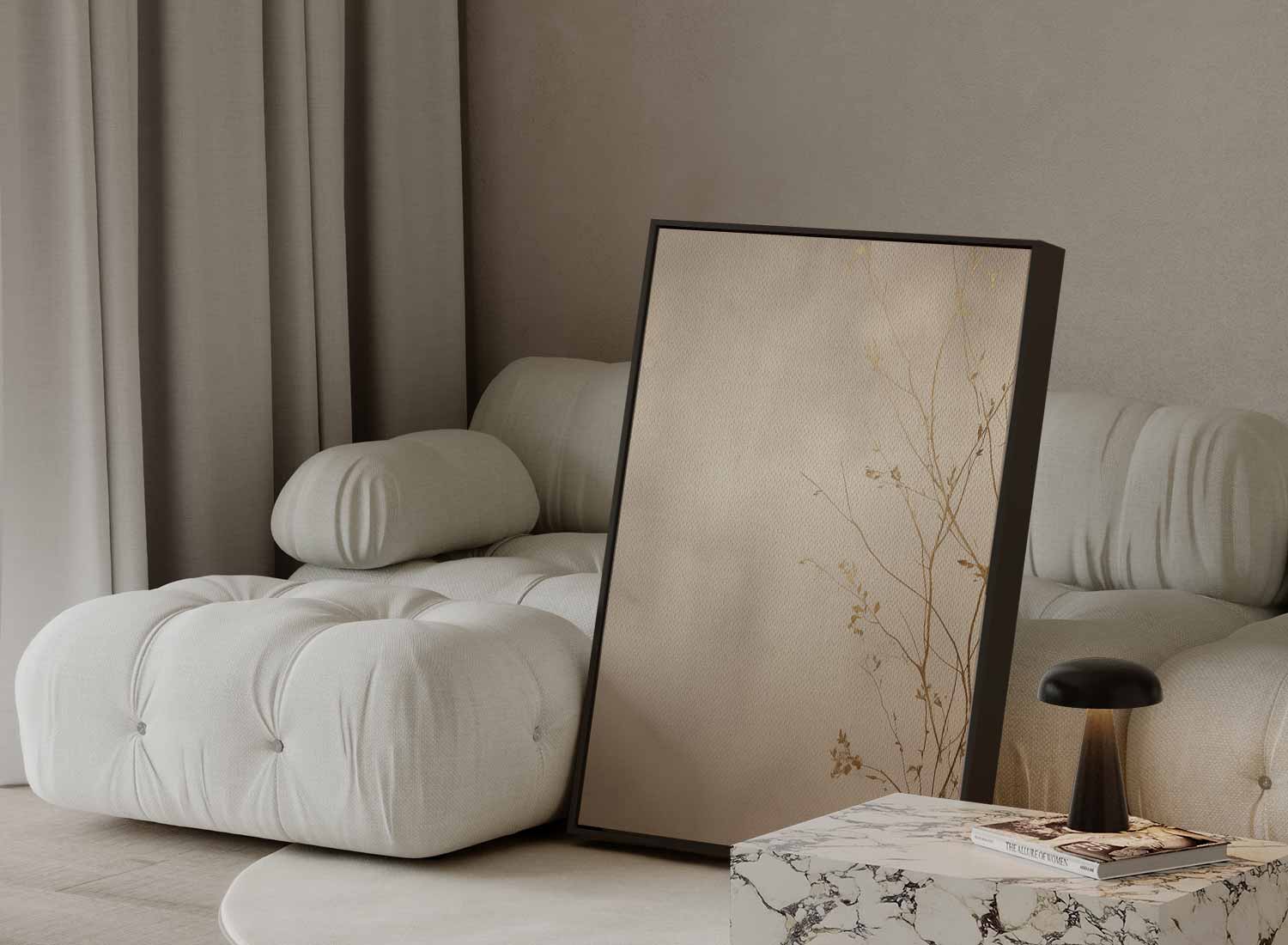 Branches in gold on a beige background