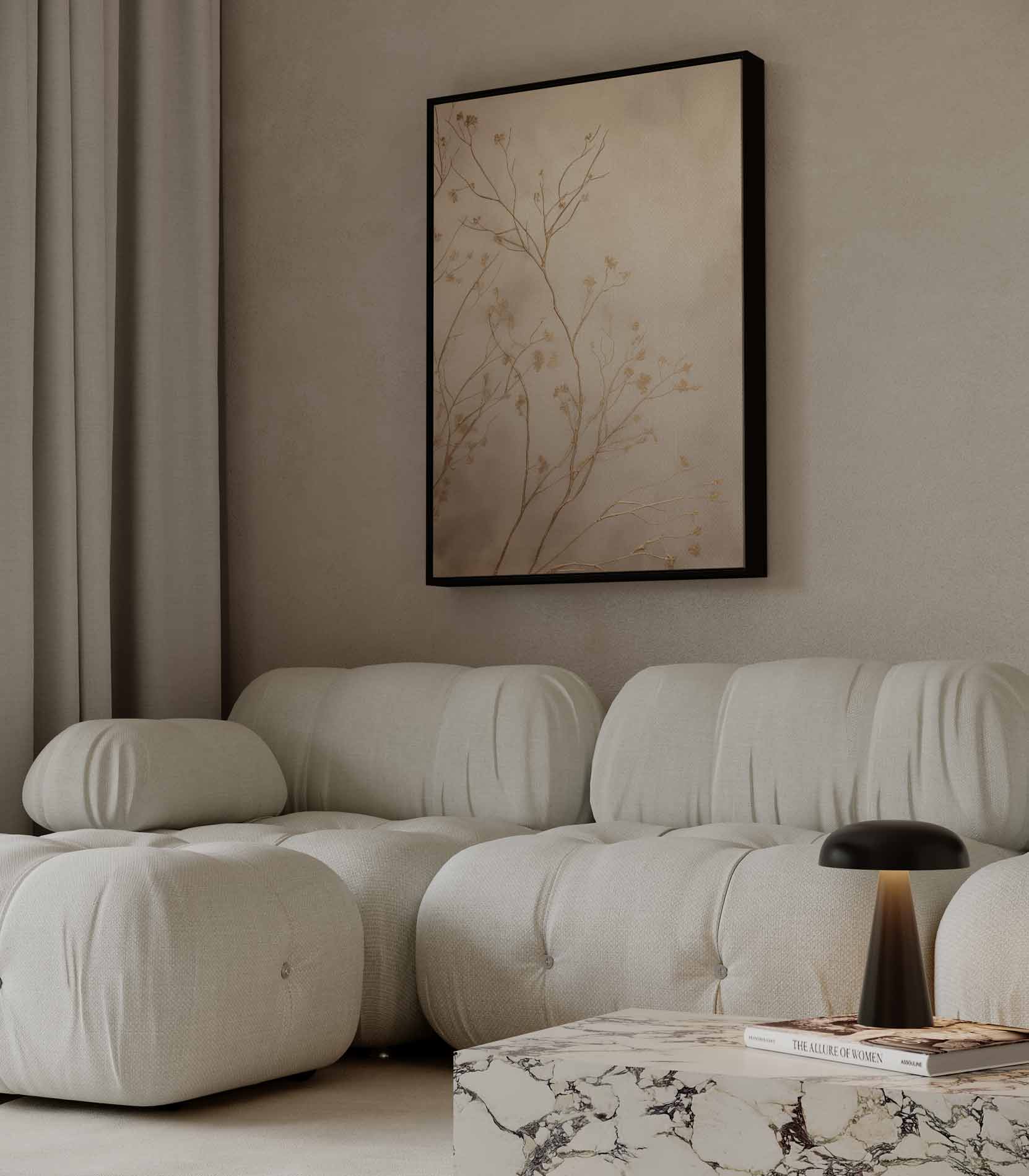 Gouden takken op beige achtergrond