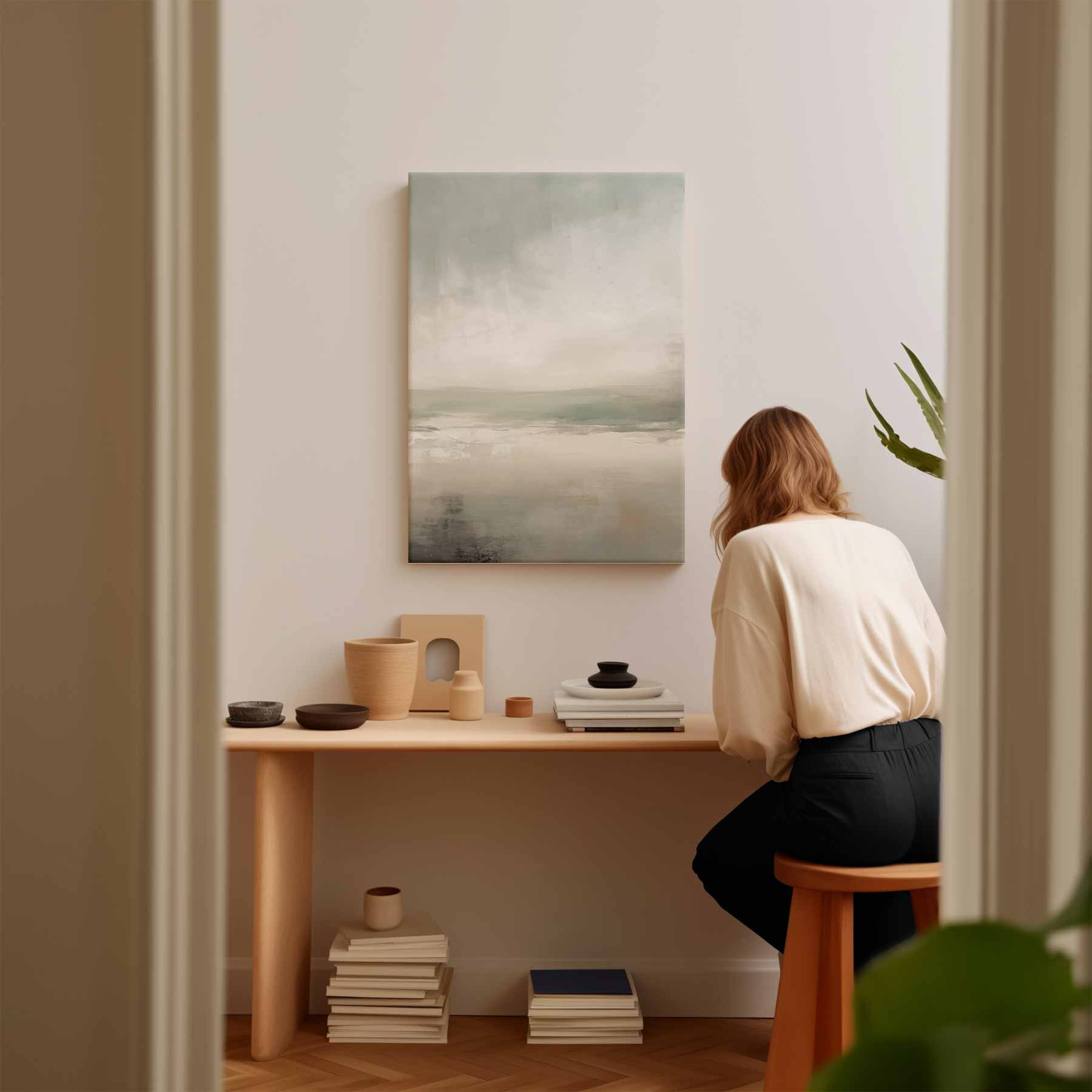 Zacht landschap in groentinten