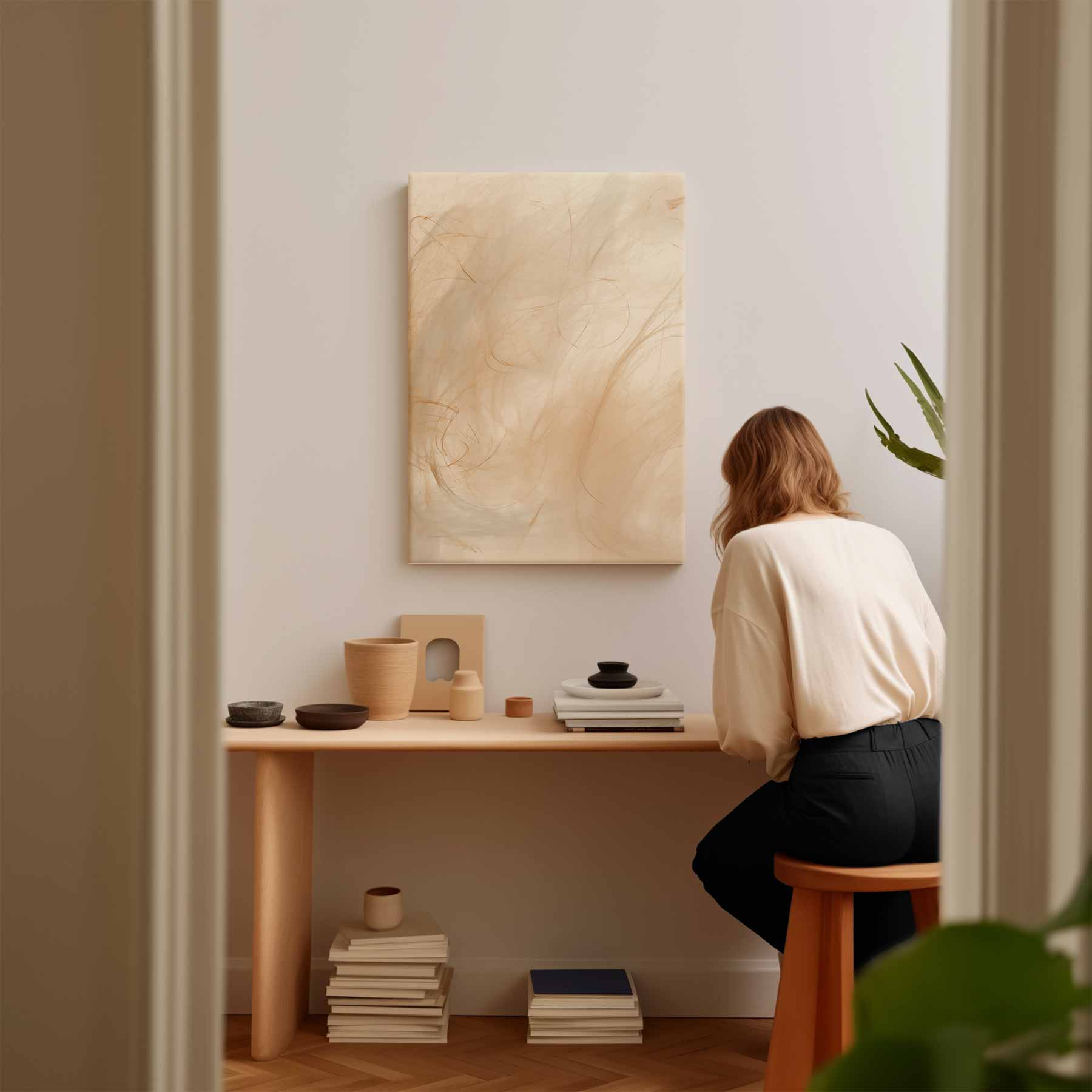 Beweeglijk beige met oranje accenten