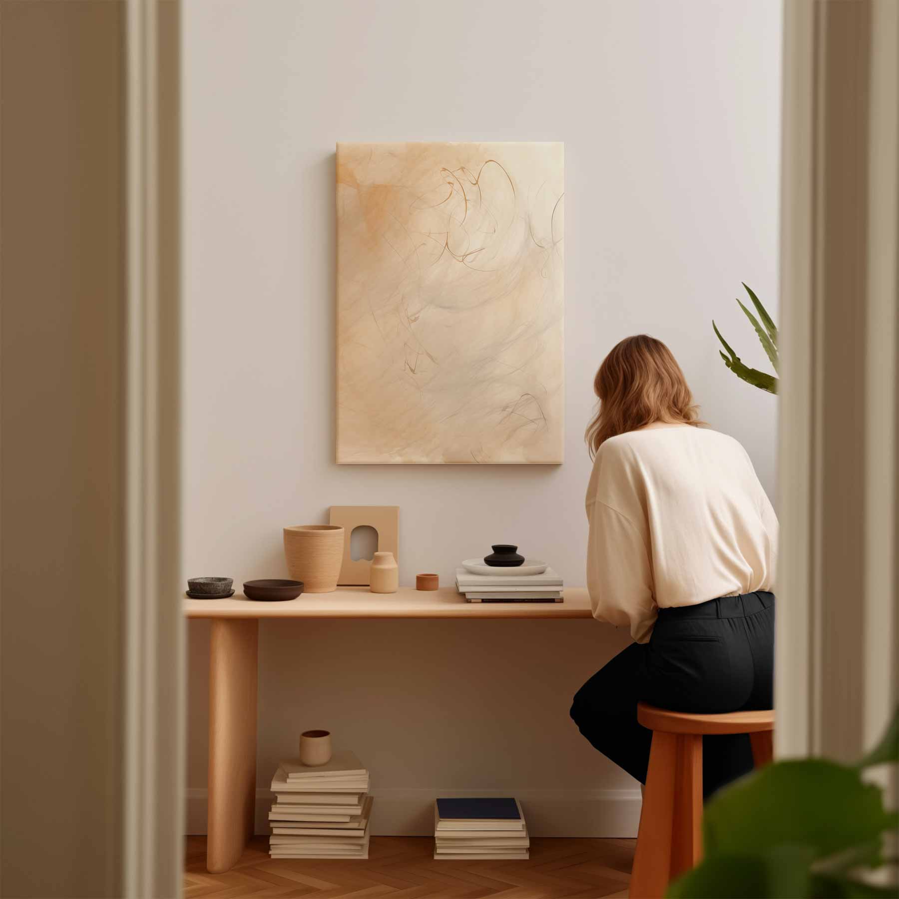 Abstrakte Linien in Pfirsichfarbe