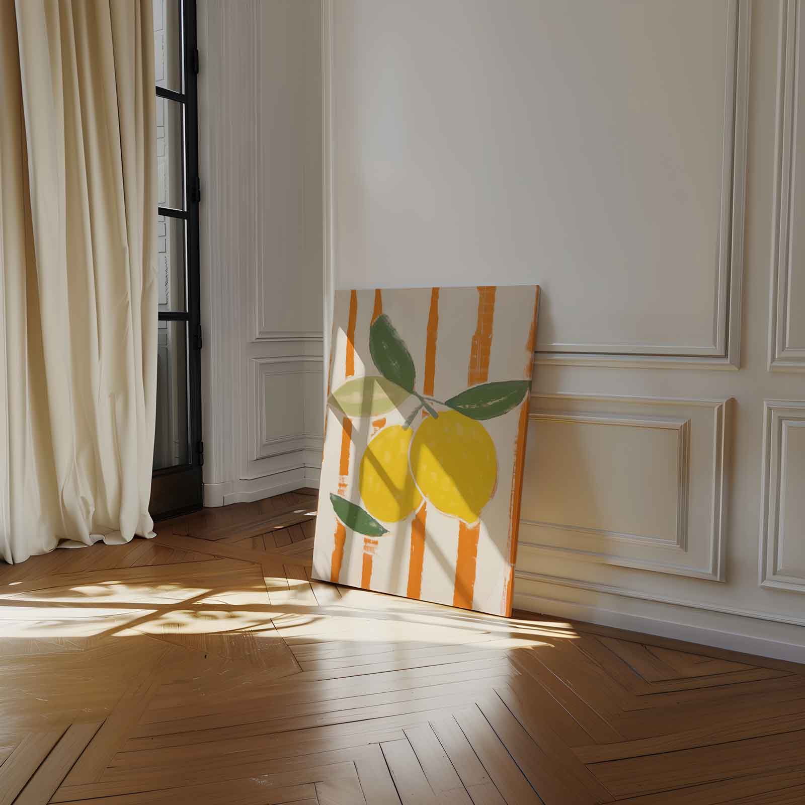 Lemons on a striped background