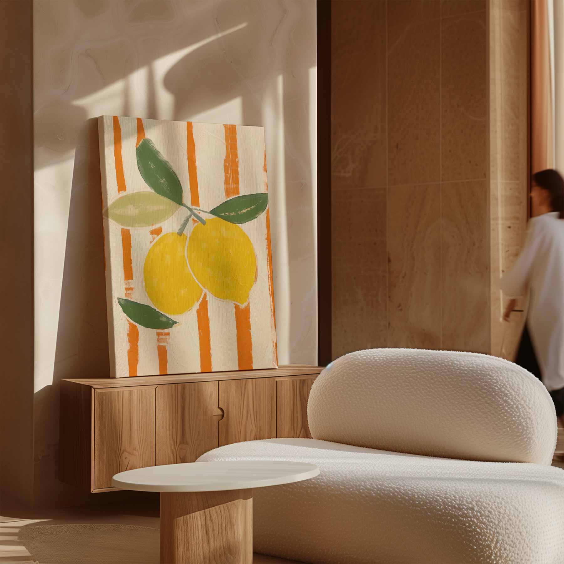 Lemons on a striped background