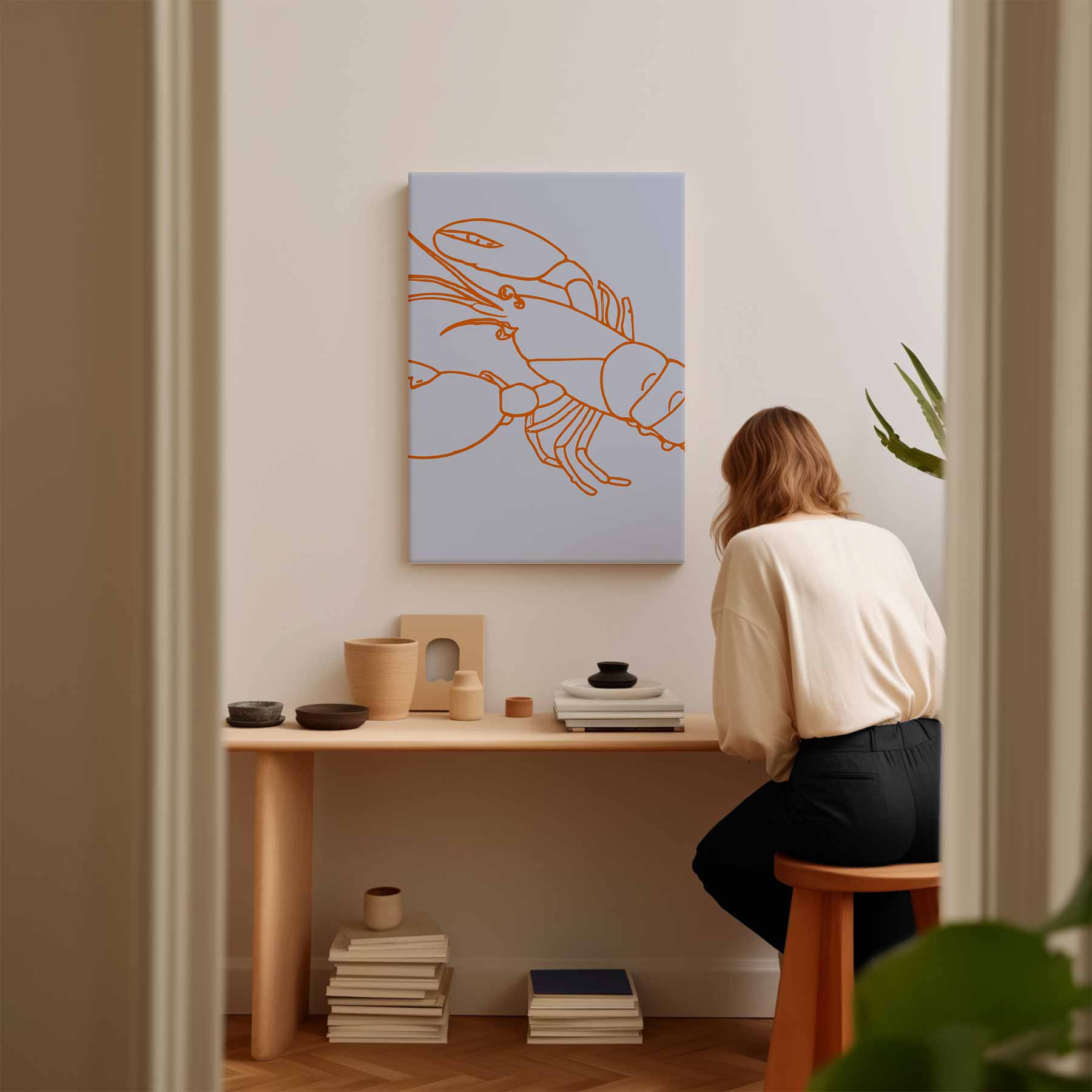 Moderne Oranjekreeft Illustratie Kunstwerk-canvas-dibond-plexiglas-wanddecoratie-WallArtistic