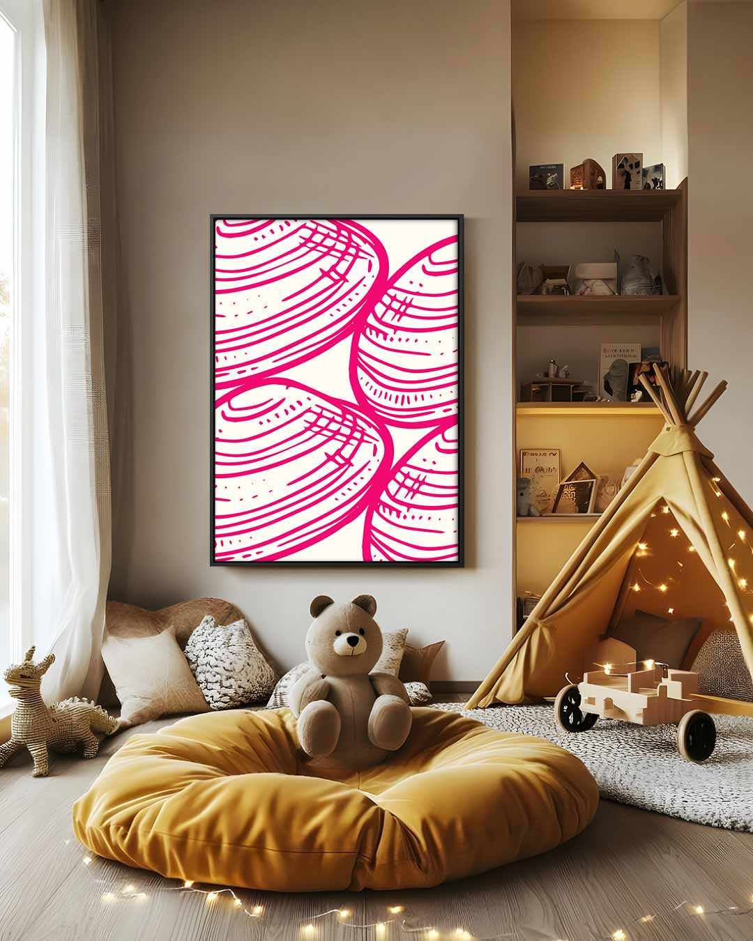Schelpvormige Patrons in Roze Kunstwerk-canvas-dibond-plexiglas-wanddecoratie-WallArtistic