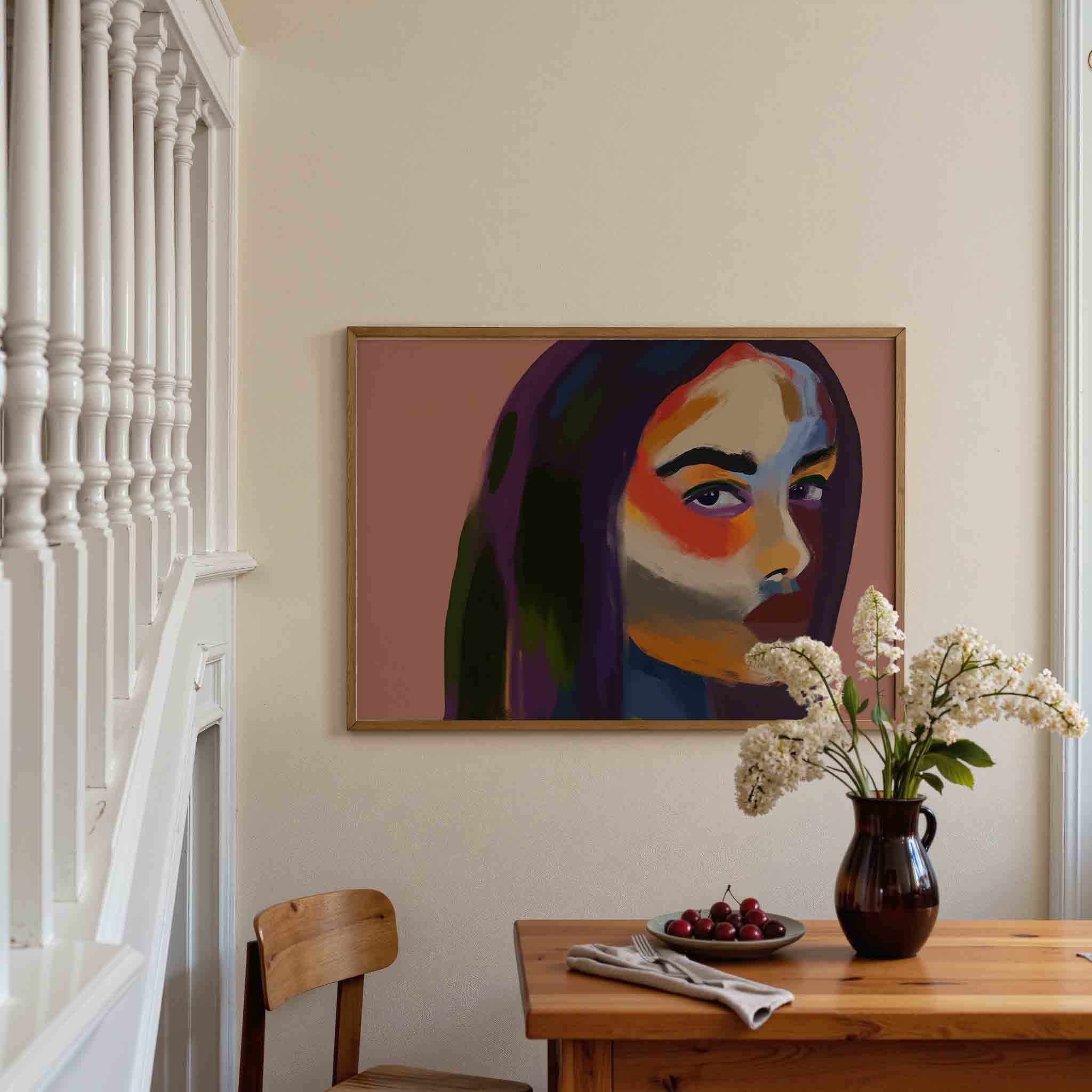 Portret met kleurrijke accenten Poster