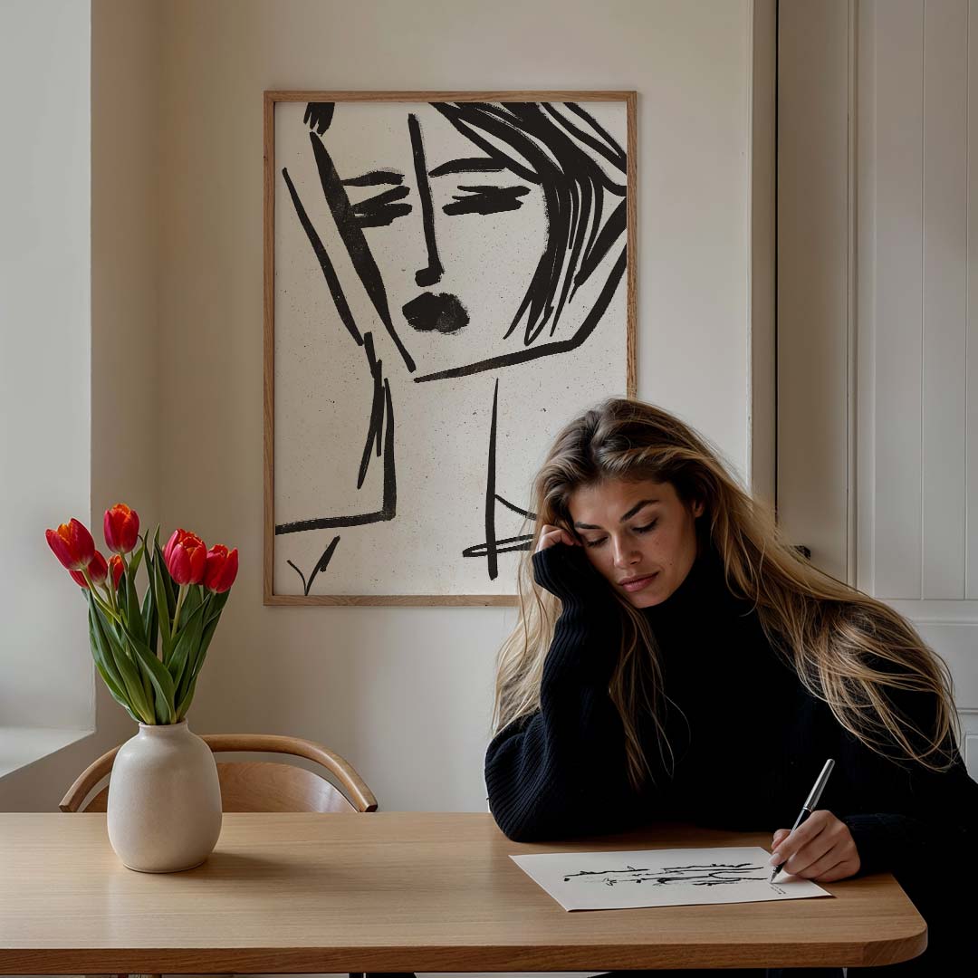 Minimalistische Lijntekening Vrouw Poster-WallArtistic