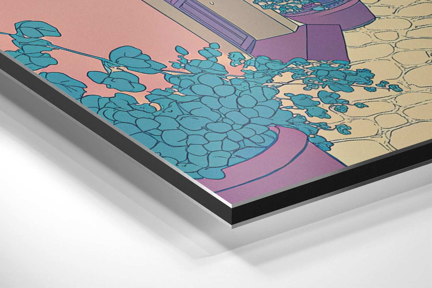 Zomerse Straat aan Zee Kunstwerk-canvas-dibond-plexiglas-wanddecoratie-WallArtistic