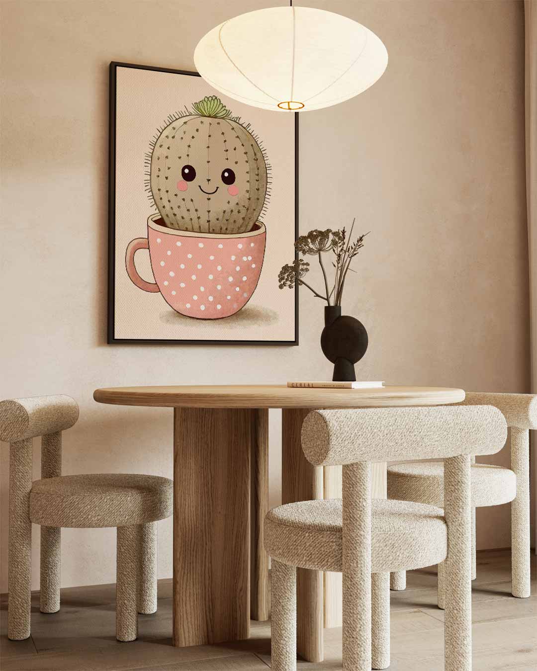 Vrolijke Cactus in Kopje Kunstwerk-canvas-dibond-plexiglas-wanddecoratie-WallArtistic