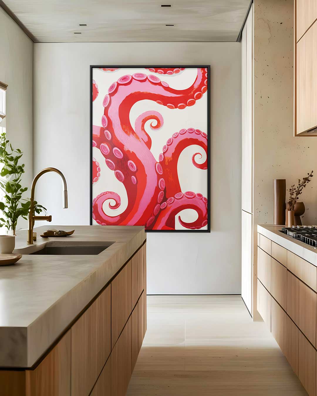 Kleurrijke Tentakelscape Kunstwerk-canvas-dibond-plexiglas-wanddecoratie-WallArtistic