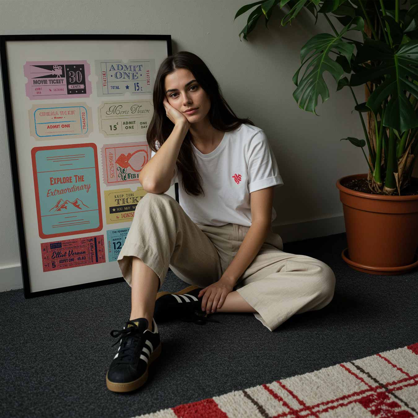 Vintage Ticket Collage Poster-WallArtistic