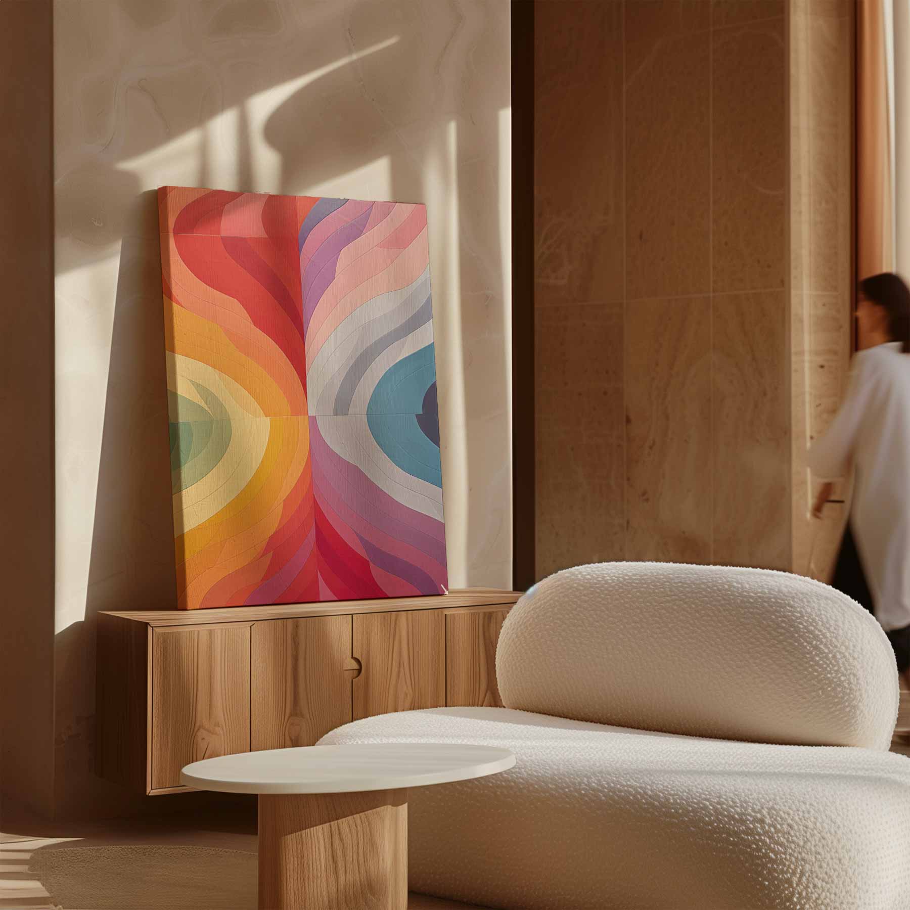 Kleurrijke Golfpatronen Kunstwerk-canvas-dibond-plexiglas-wanddecoratie-WallArtistic