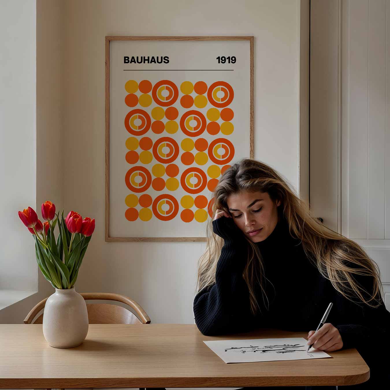 Bauhaus Retro Cirkelpatroon Poster