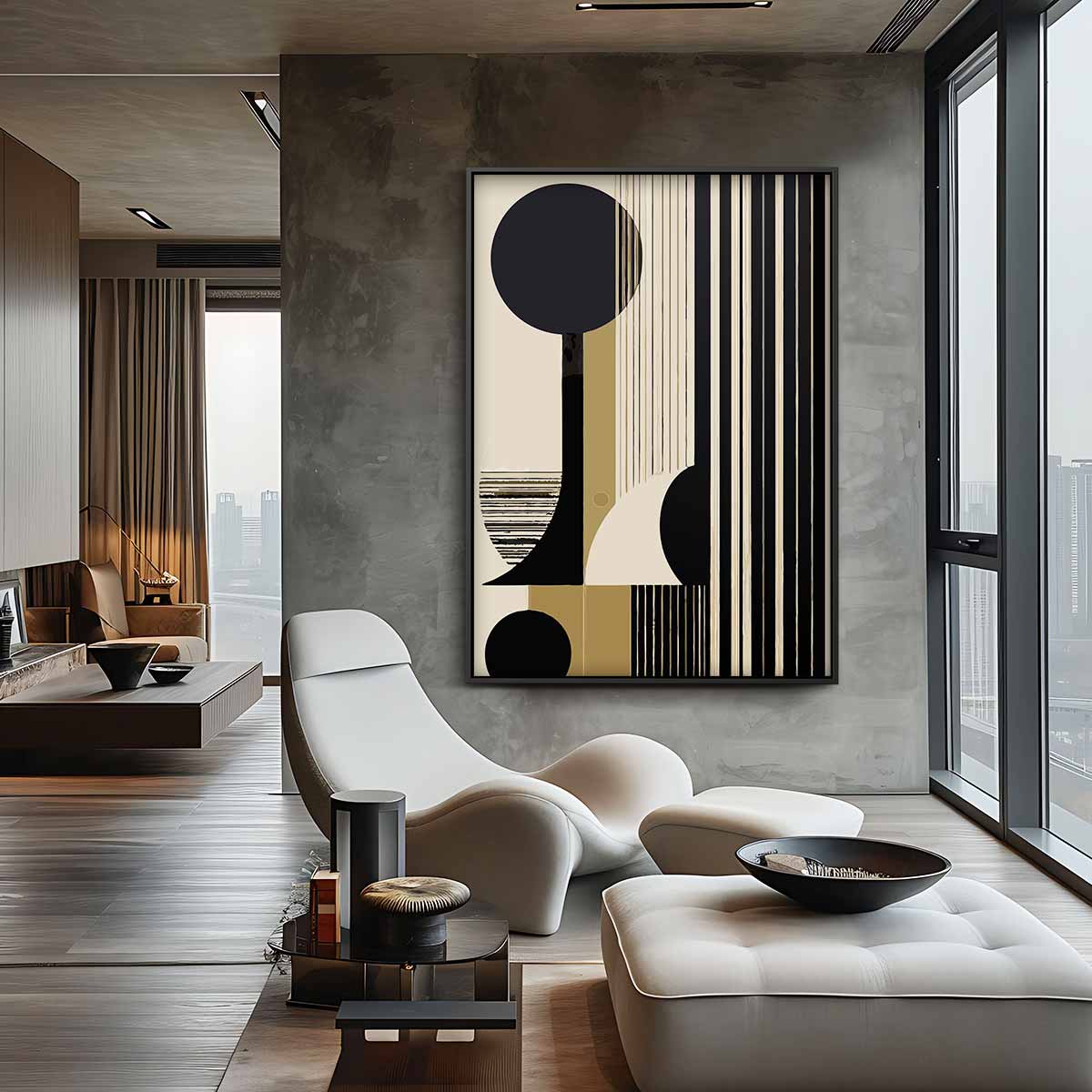 Moderne Geometrische Abstractie Kunstwerk-canvas-dibond-plexiglas-wanddecoratie-WallArtistic