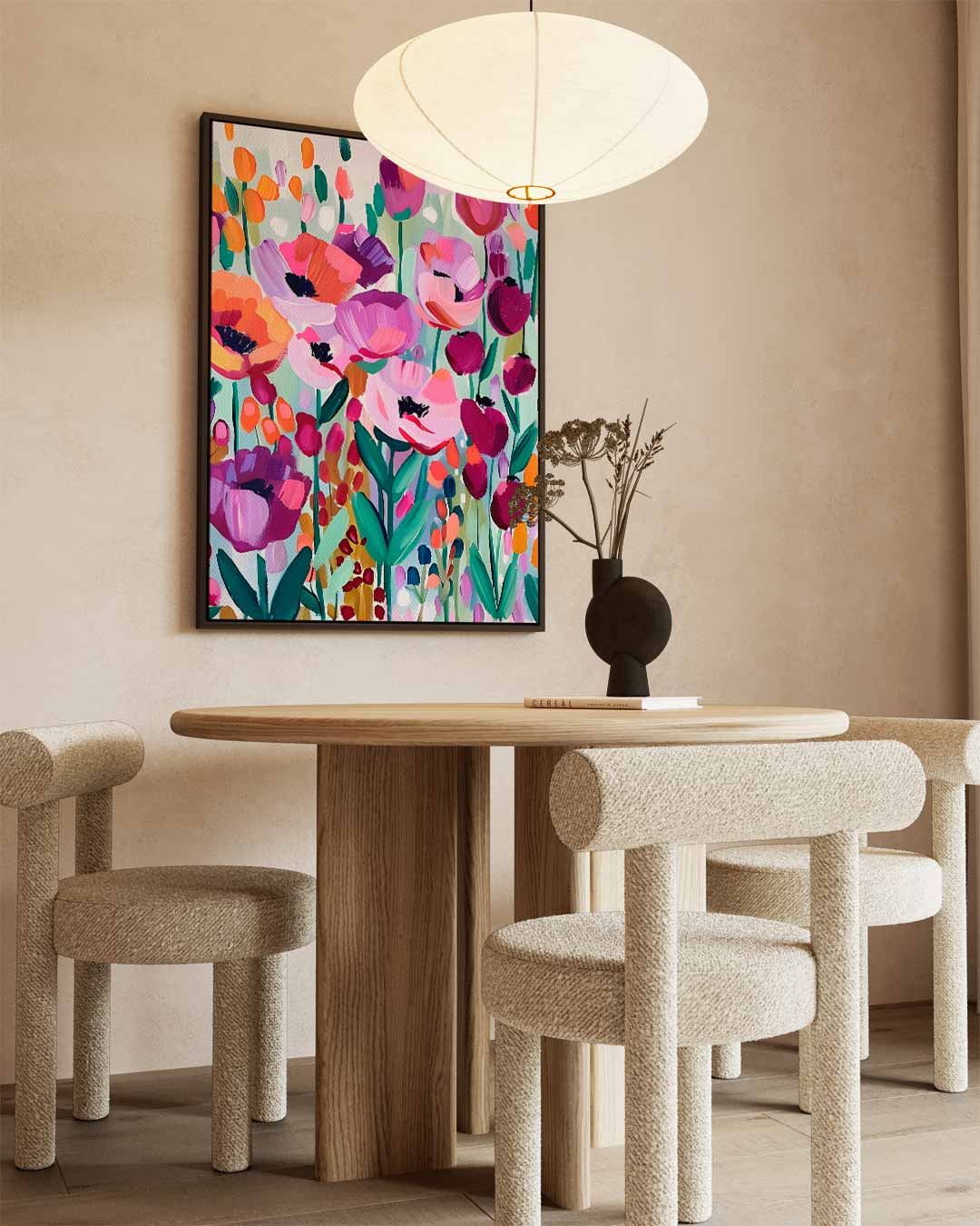Kleurrijke Bloementuin Kunstwerk-canvas-dibond-plexiglas-wanddecoratie-WallArtistic