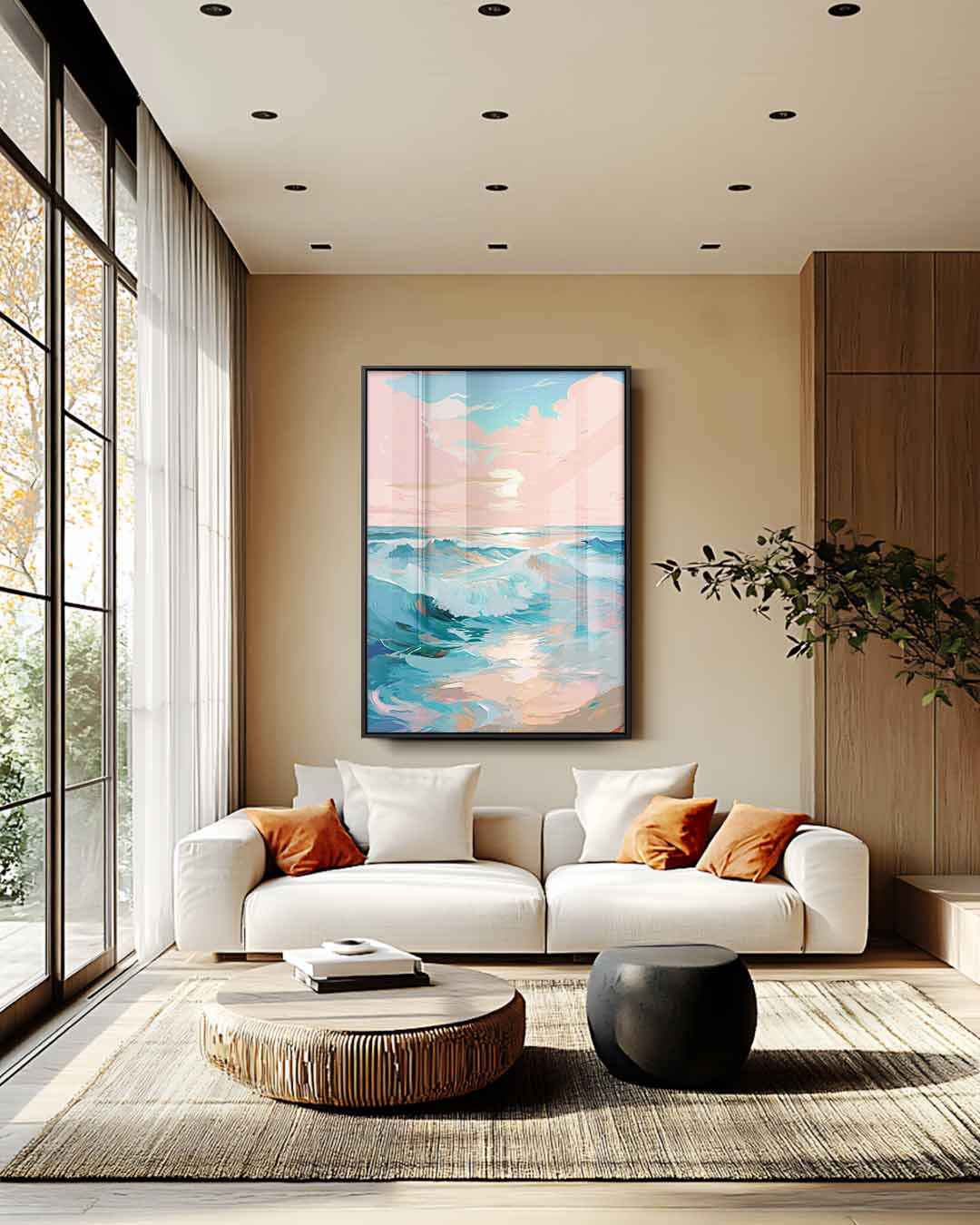 Zomers Golvenspel bij Zonsondergang Kunstwerk-canvas-dibond-plexiglas-wanddecoratie-WallArtistic