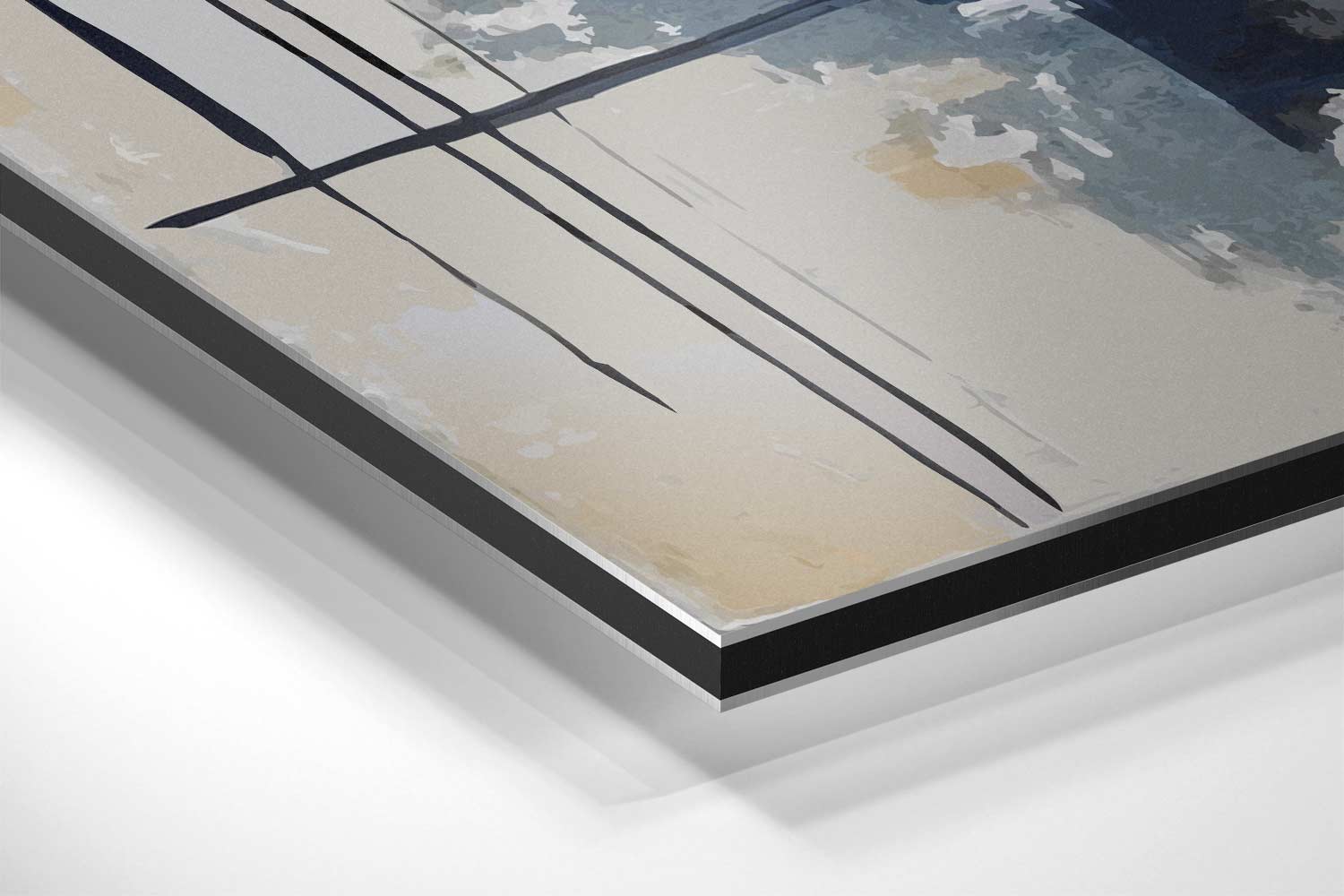 Abstracte Blauwe Geometrie Kunstwerk-canvas-dibond-plexiglas-wanddecoratie-WallArtistic