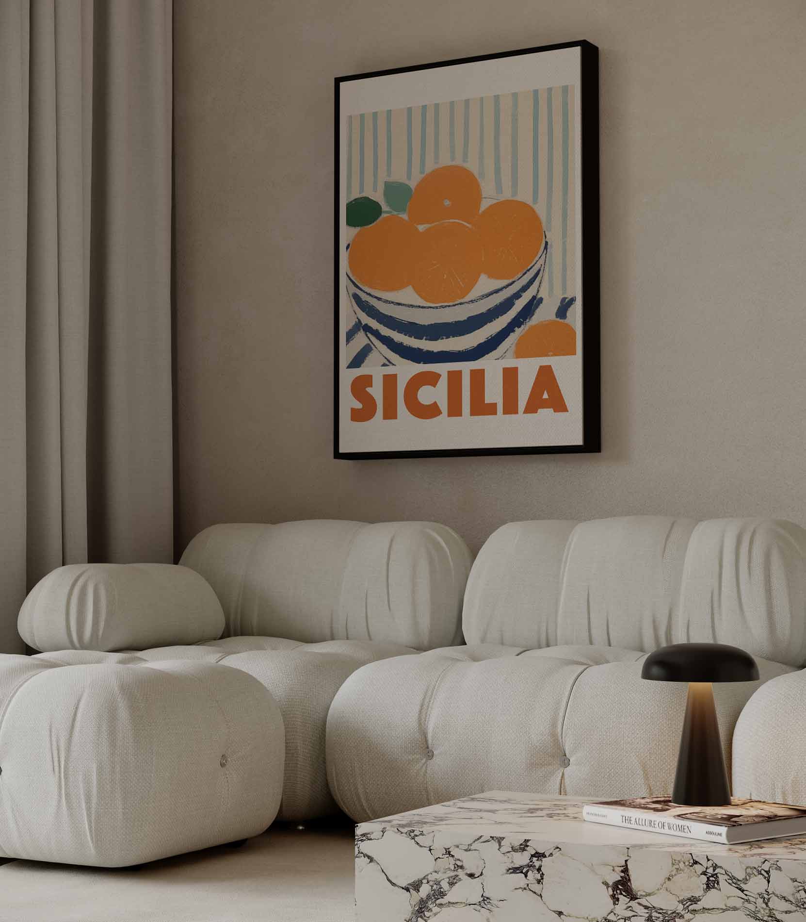 Siciliaanse Sinaasappels in Strepen Kunstwerk-canvas-dibond-plexiglas-wanddecoratie-WallArtistic