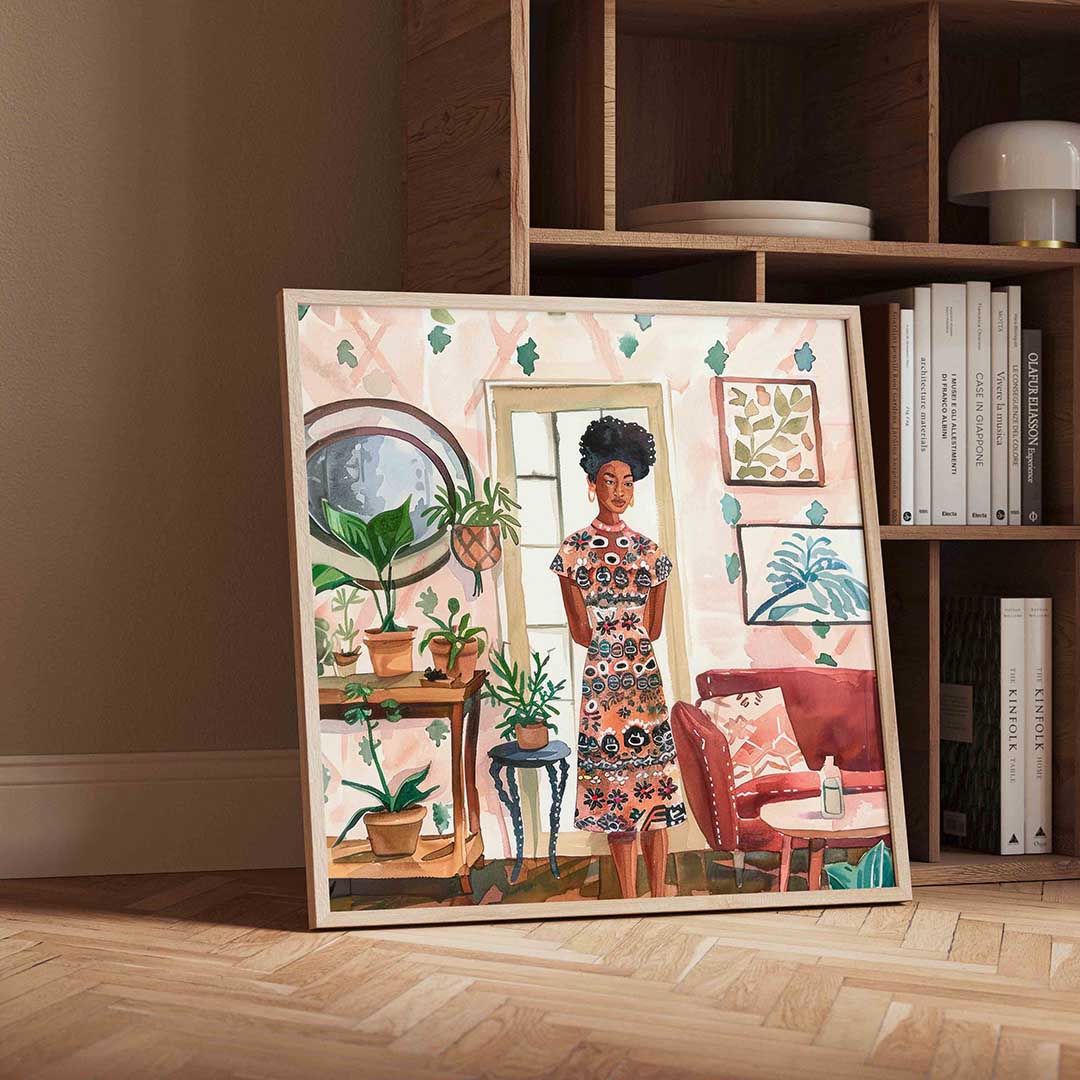 Vrouw in interieur Poster