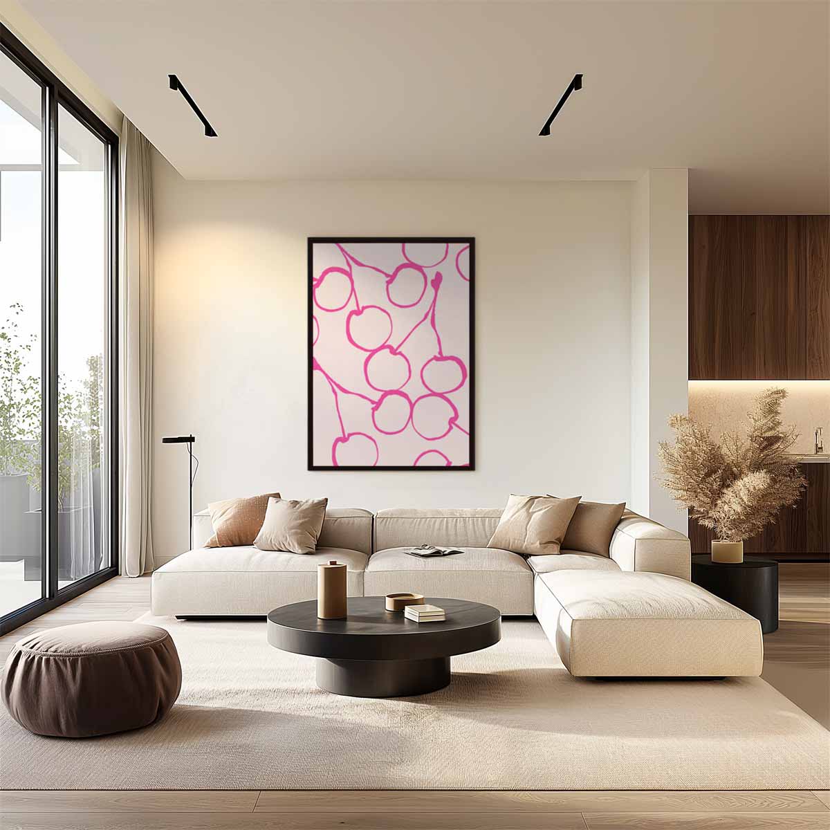 Speelse Kersen Illustratie Kunstwerk-canvas-dibond-plexiglas-wanddecoratie-WallArtistic