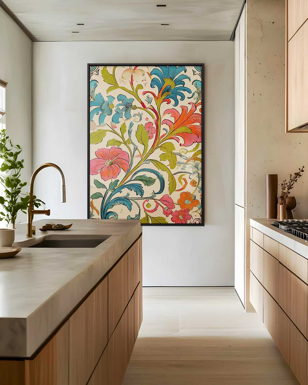 Bloemrijk Fantasiepatroon Kunstwerk-canvas-dibond-plexiglas-wanddecoratie-WallArtistic