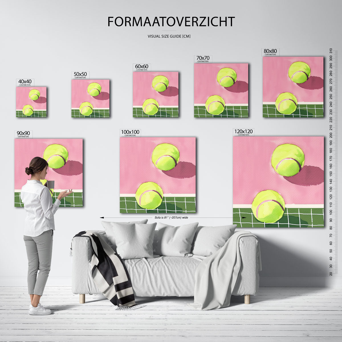 Tennisballen en net Poster