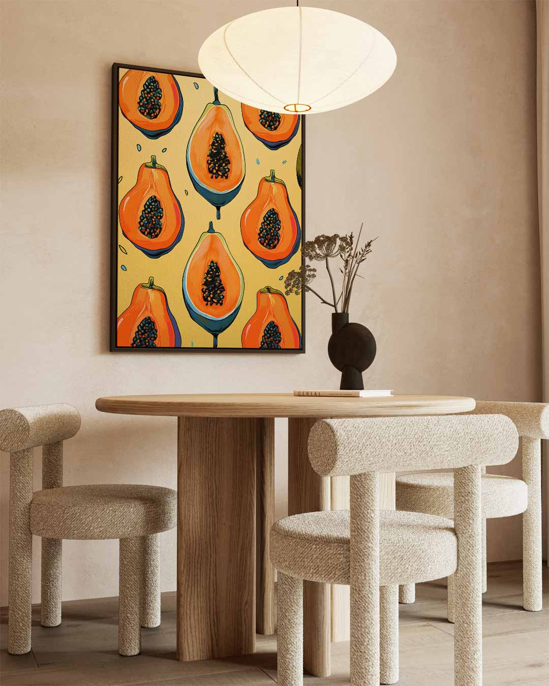 Tropisch Papaya Patroon Kunstwerk-canvas-dibond-plexiglas-wanddecoratie-WallArtistic