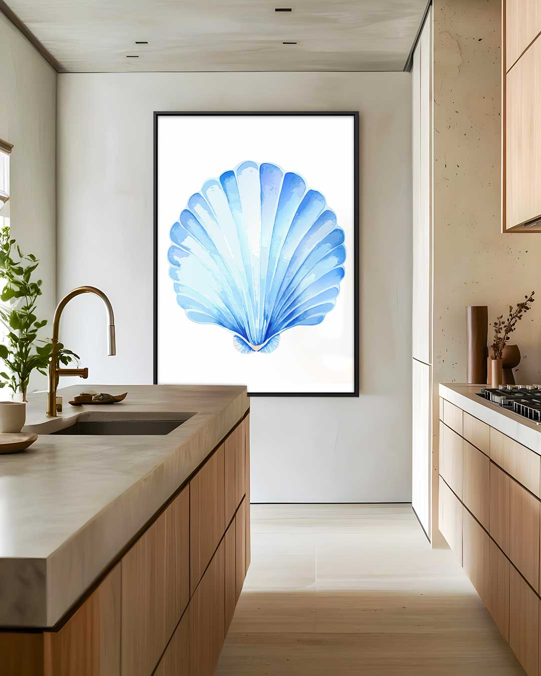 Blauwe Schelpenpracht Kunstwerk-canvas-dibond-plexiglas-wanddecoratie-WallArtistic