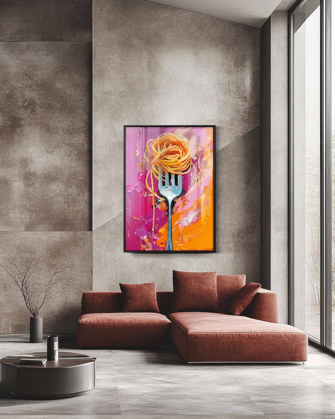 Spaghetti op een Vork Kunstwerk-canvas-dibond-plexiglas-wanddecoratie-WallArtistic