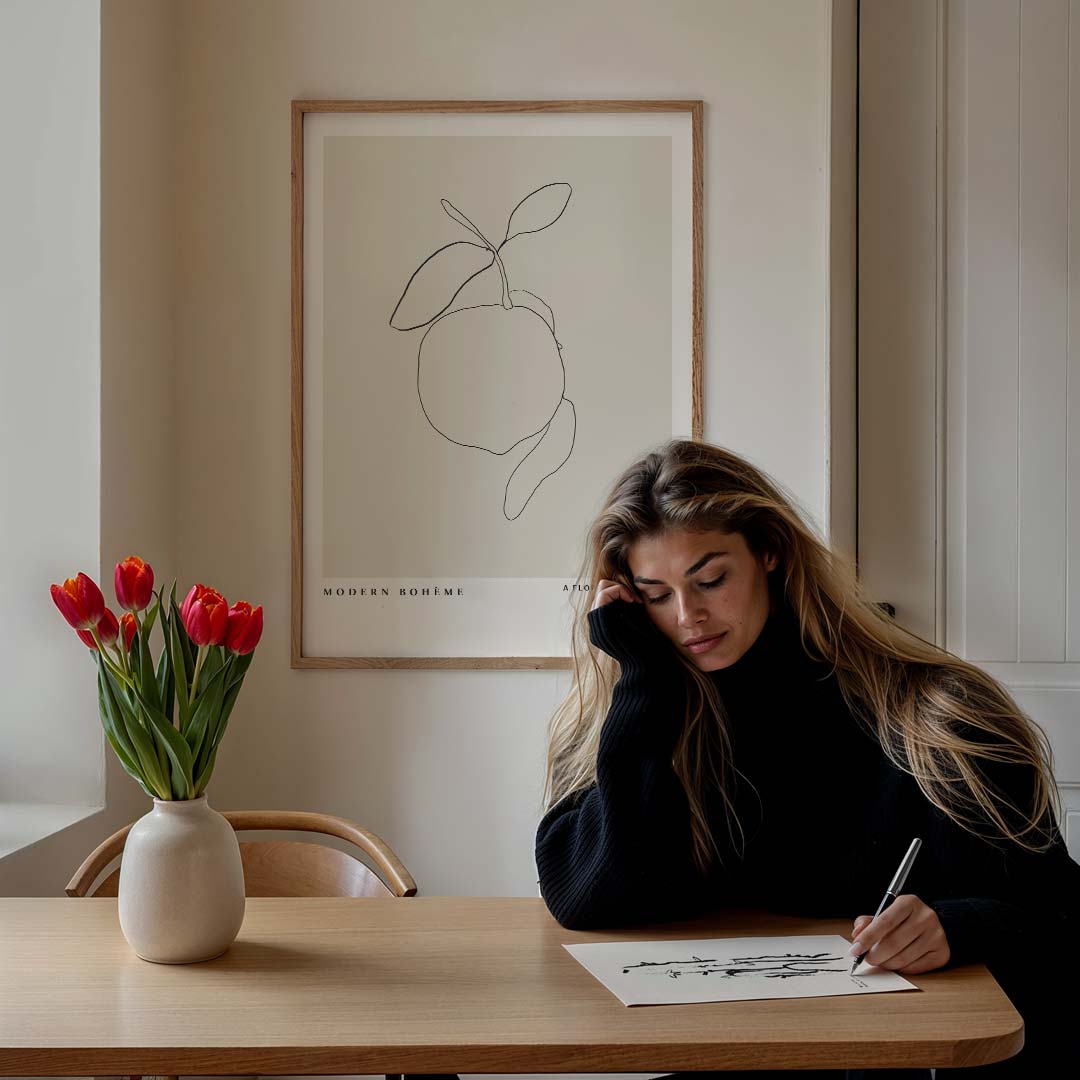 Moderne Boho Lijntekening Poster-WallArtistic