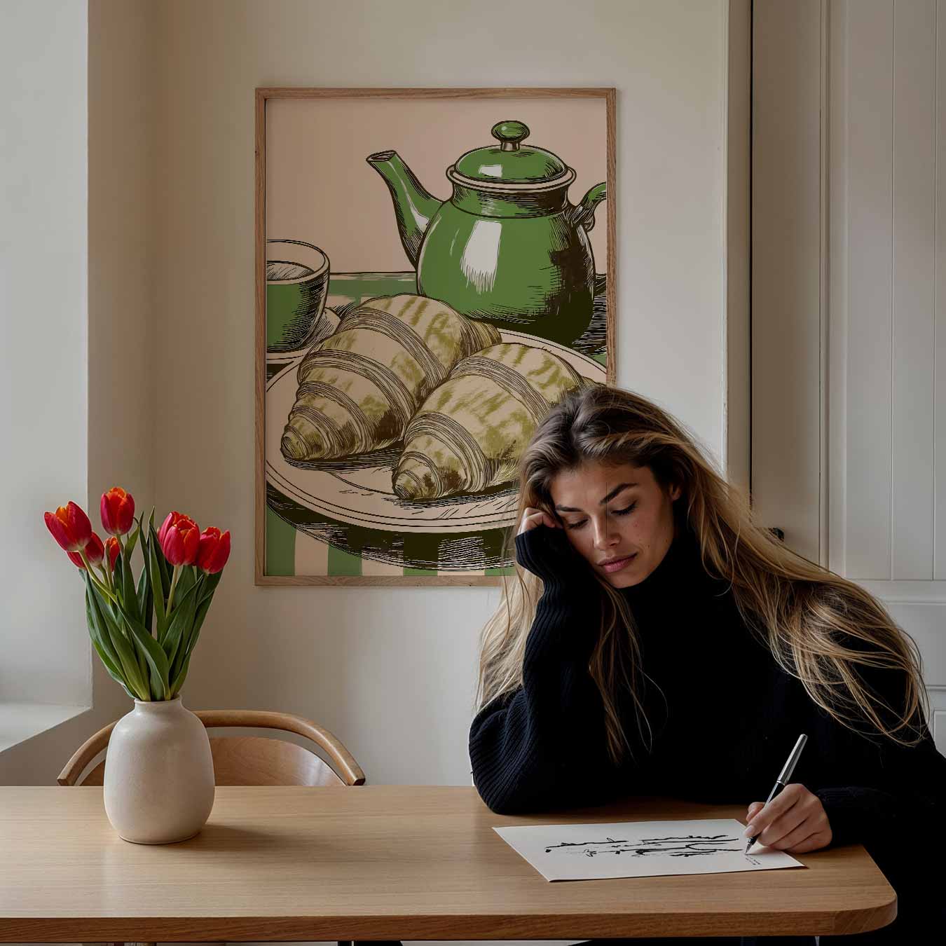 Franse Ontbijt Charme Poster-WallArtistic