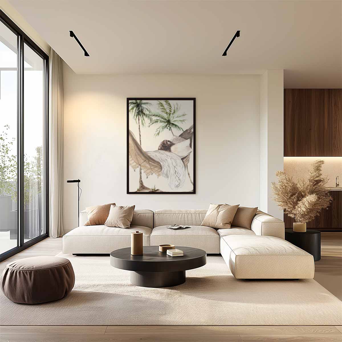Zonnige Hangmat Droom Kunstwerk-canvas-dibond-plexiglas-wanddecoratie-WallArtistic