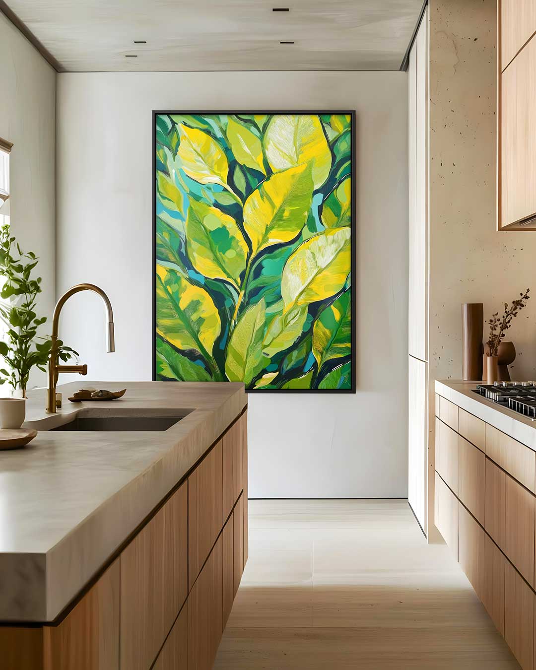 Groene Bladeren Sfeer Kunstwerk-canvas-dibond-plexiglas-wanddecoratie-WallArtistic