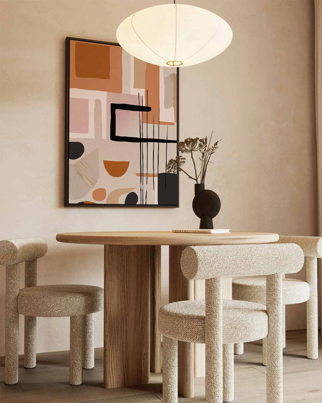 Abstracte Aardetinten Compositie Kunstwerk-canvas-dibond-plexiglas-wanddecoratie-WallArtistic