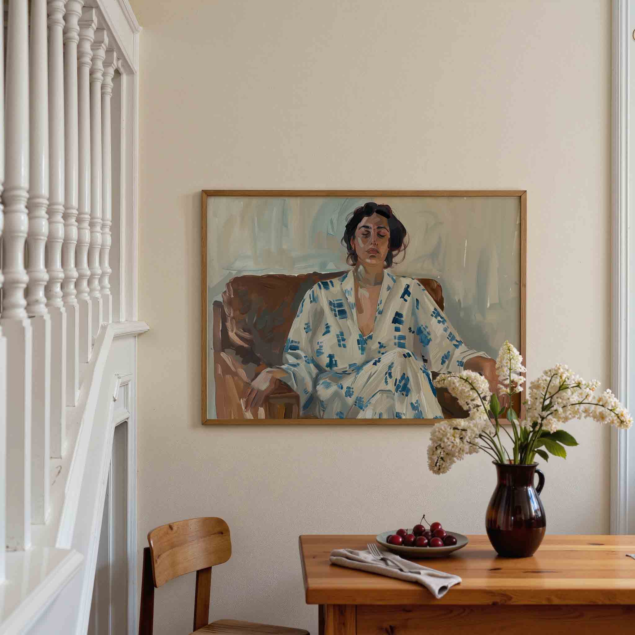Vrouw in stoel Poster