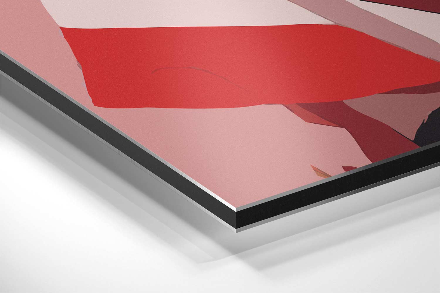 Vrouw met Rode en Witte Streep Cape Kunstwerk-canvas-dibond-plexiglas-wanddecoratie-WallArtistic