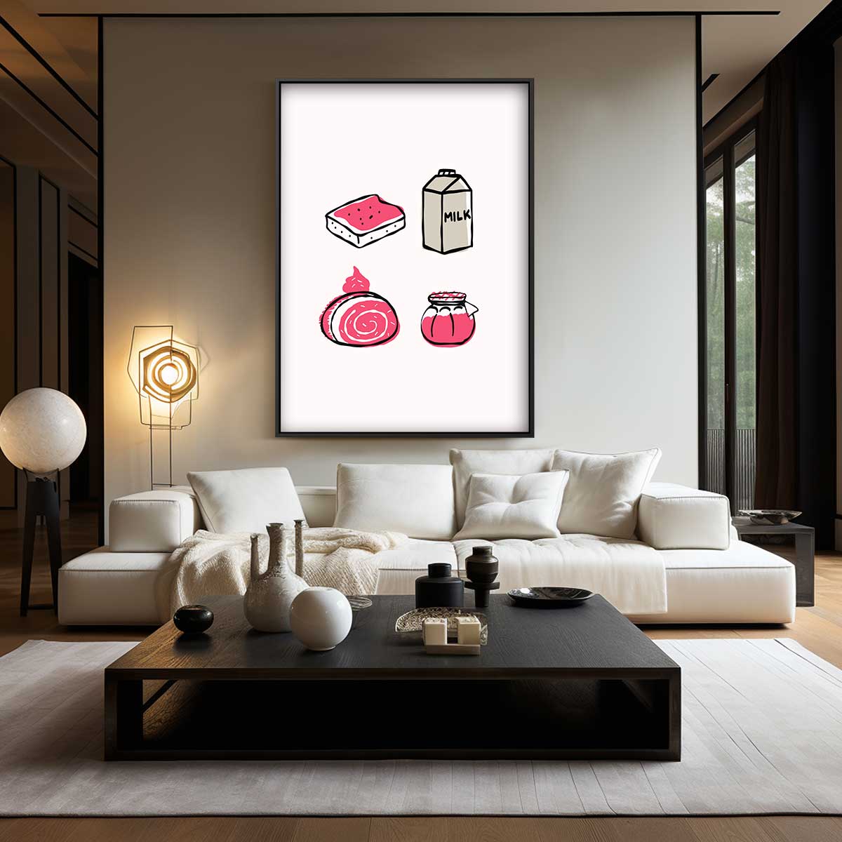 Speelse Keukentafel Illustraties Kunstwerk-canvas-dibond-plexiglas-wanddecoratie-WallArtistic