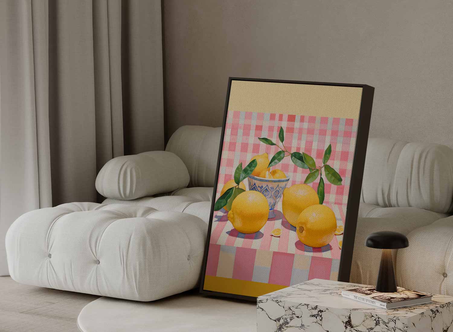 Citroenen in Speelse Strepen Kunstwerk-canvas-dibond-plexiglas-wanddecoratie-WallArtistic